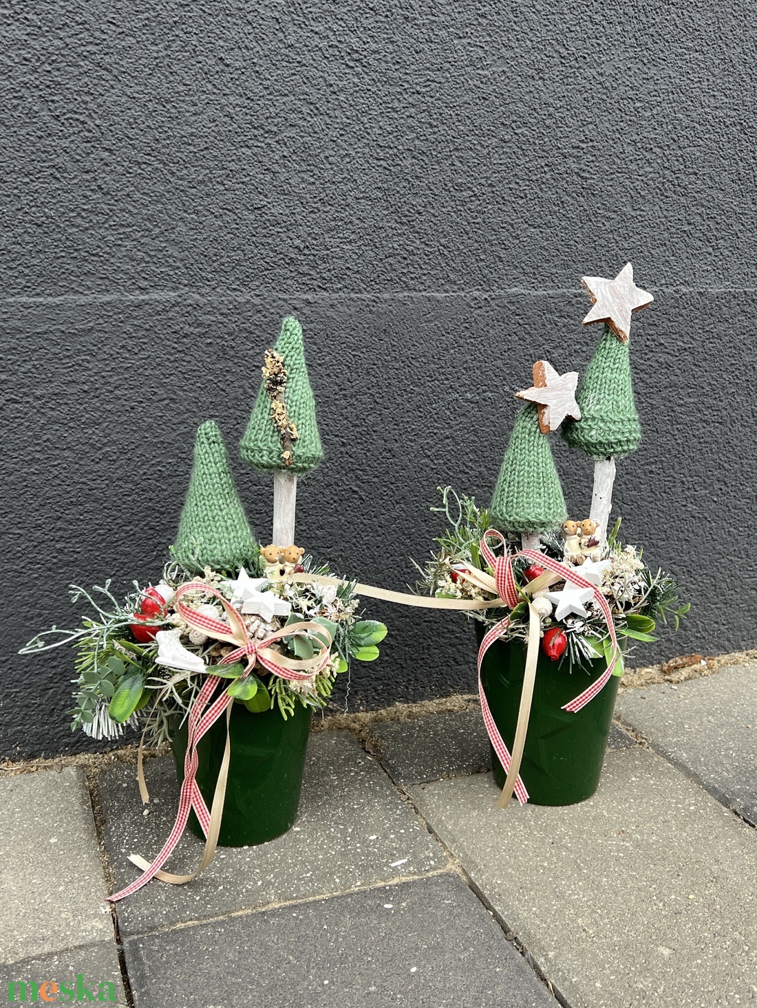 Karácsonyi asztaldíszek zöldben - karácsony - karácsonyi lakásdekoráció - ünnepi asztaldekoráció - Meska.hu