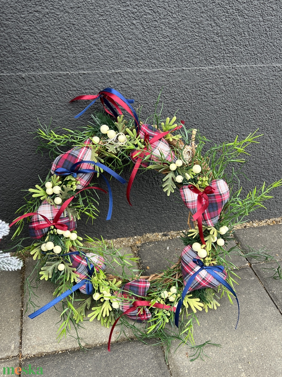 Ünnepi ajtódísz kockásban -  - Meska.hu