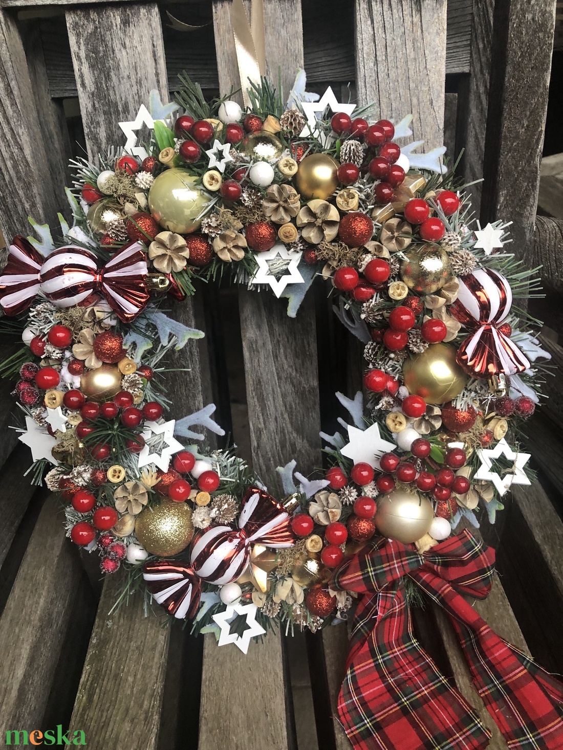 Karácsonyi ajtókopogtató kicsit retrosan - karácsony - karácsonyi lakásdekoráció - karácsonyi ajtódíszek - Meska.hu