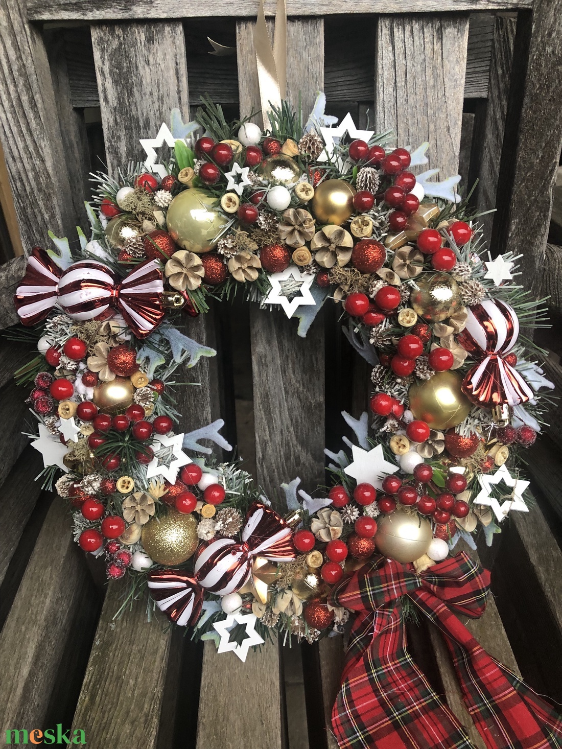 Karácsonyi ajtókopogtató kicsit retrosan - karácsony - karácsonyi lakásdekoráció - karácsonyi ajtódíszek - Meska.hu