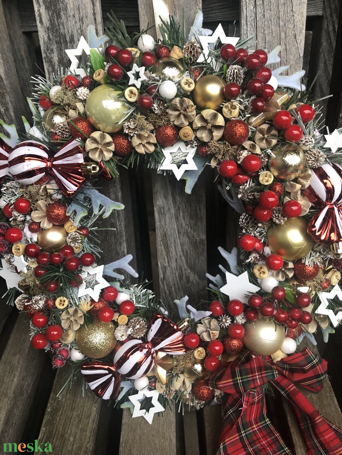 Karácsonyi ajtókopogtató kicsit retrosan - karácsony - karácsonyi lakásdekoráció - karácsonyi ajtódíszek - Meska.hu