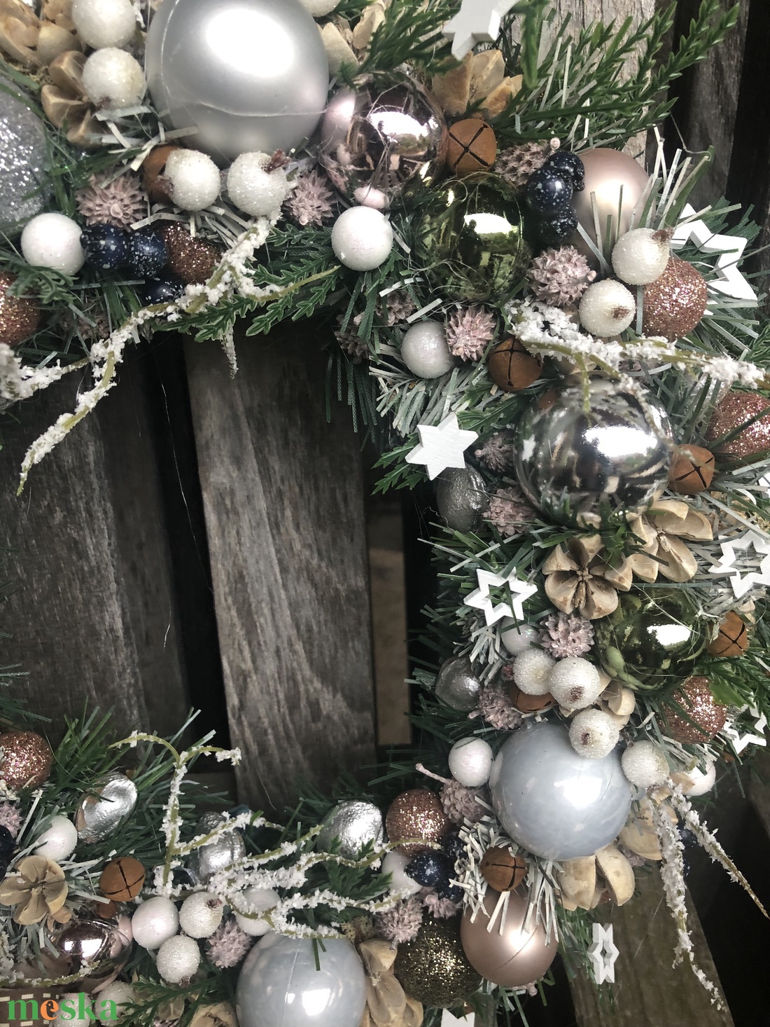 Karácsonyi ajtókopogtató kicsit pasztellben - karácsony - karácsonyi lakásdekoráció - karácsonyi ajtódíszek - Meska.hu