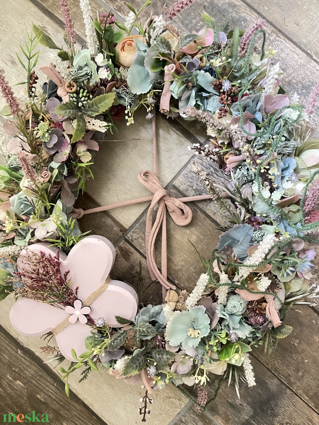 Ajtódísz/kopogtató nagy fa virággal  - otthon & életmód - dekoráció - ajtó- és ablak dekoráció - ajtódísz & kopogtató - Meska.hu