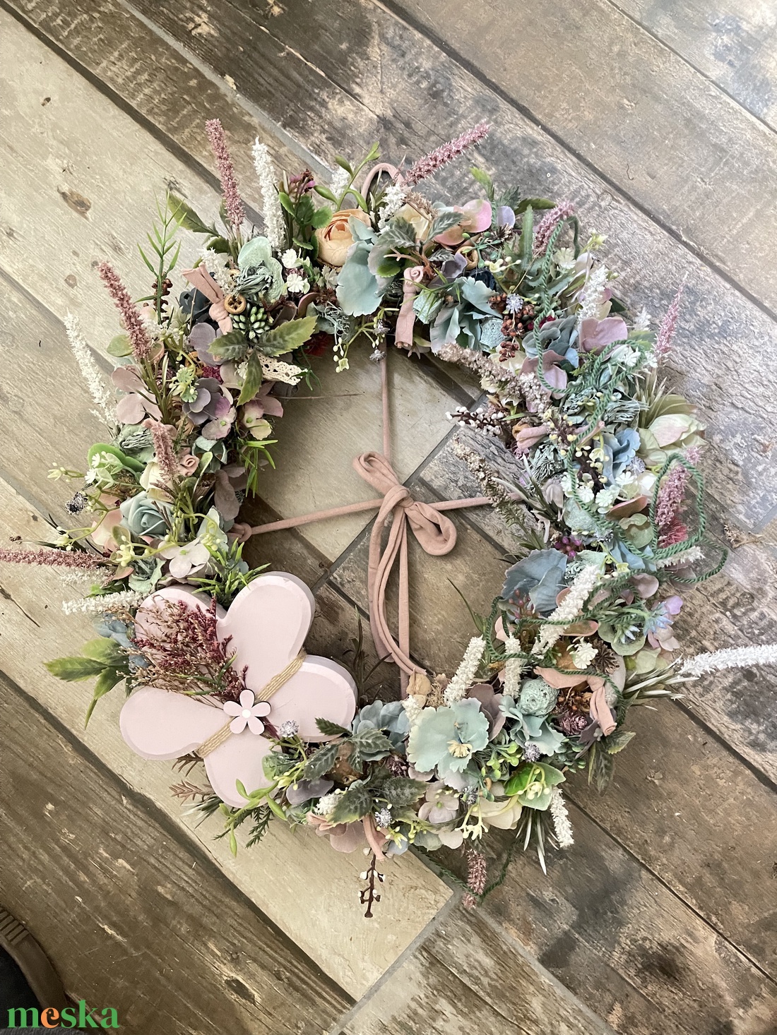 Ajtódísz/kopogtató nagy fa virággal  - otthon & életmód - dekoráció - ajtó- és ablak dekoráció - ajtódísz & kopogtató - Meska.hu