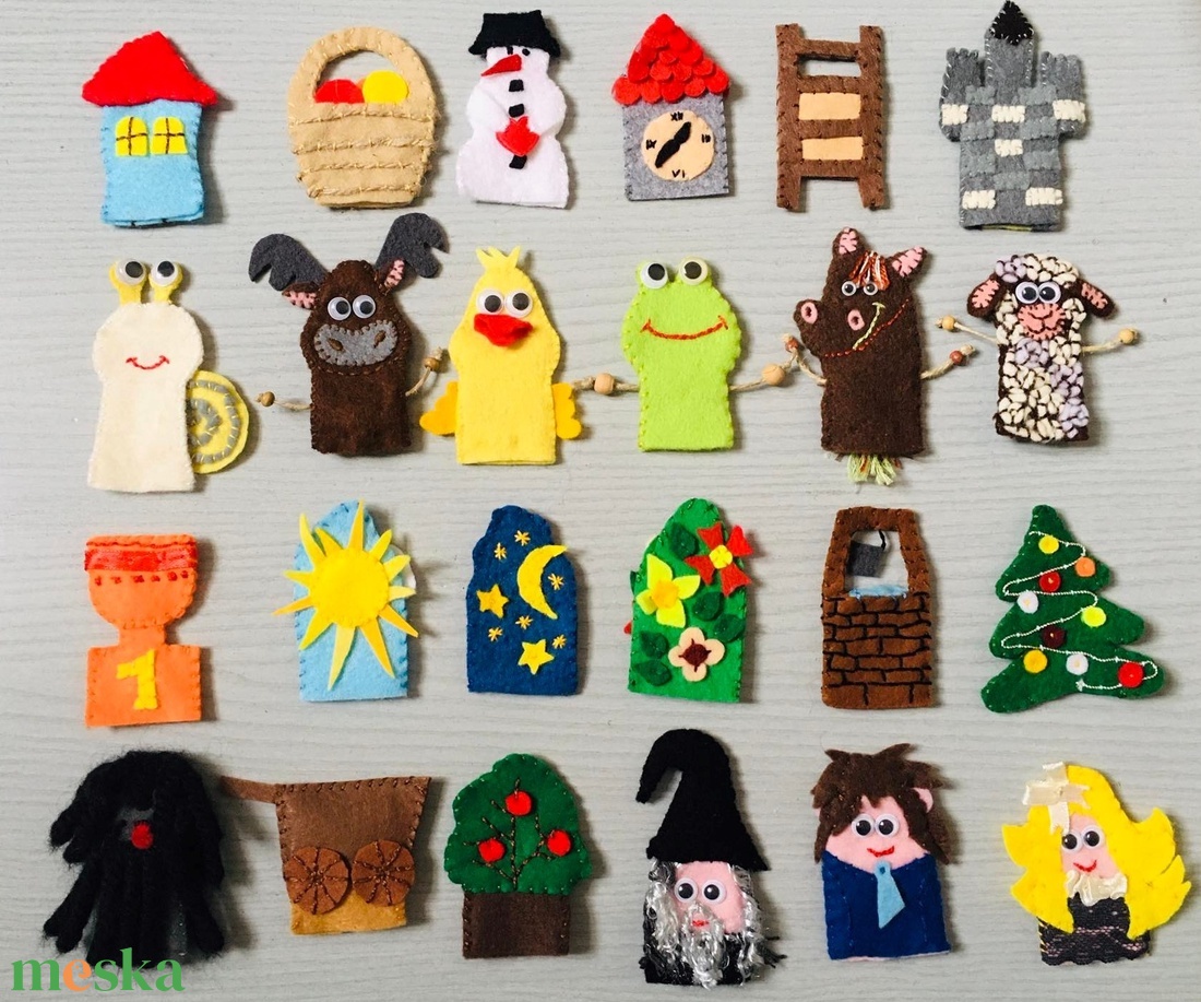 Adventi naptár ujjbábokkal - karácsony - adventi díszek - adventi naptár - Meska.hu