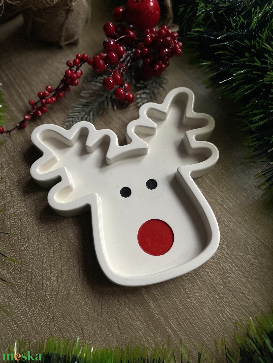 Rudolf tálka - karácsony - karácsonyi lakásdekoráció - ünnepi asztaldekoráció - Meska.hu