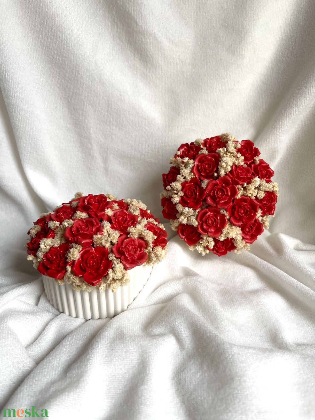 Örökrózsa kert csíkos tégelyben - esküvő - dekoráció - asztaldísz - Meska.hu