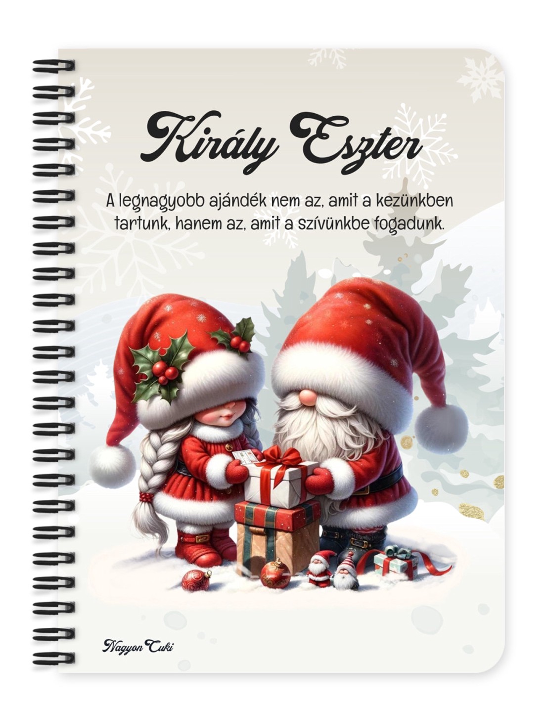 Személyre szabható - Ajándékozó karácsonyi manók mintás A5-ös füzet - otthon & életmód - papír, írószer - jegyzetfüzet & napló - Meska.hu