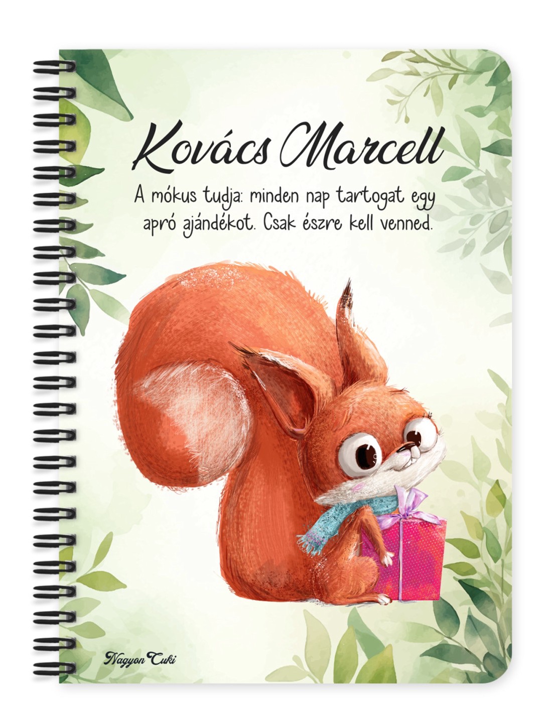 Személyre szabható - Cuki mókus ajándékkal mintás A6-os füzet - otthon & életmód - papír, írószer - jegyzetfüzet & napló - Meska.hu