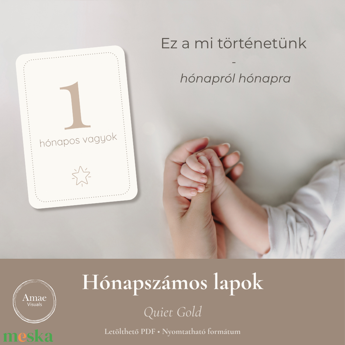 Hónapszámos lapok csomag  Quiet Gold   Letölthető PDF  Amae Visuals - művészet - grafika & illusztráció - digitális - Meska.hu