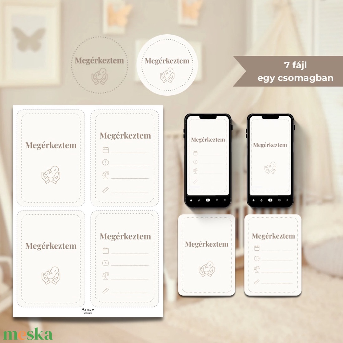 Digitális Megérkeztem kártya szett  Quiet Gold  Amae Visuals - művészet - grafika & illusztráció - digitális - Meska.hu