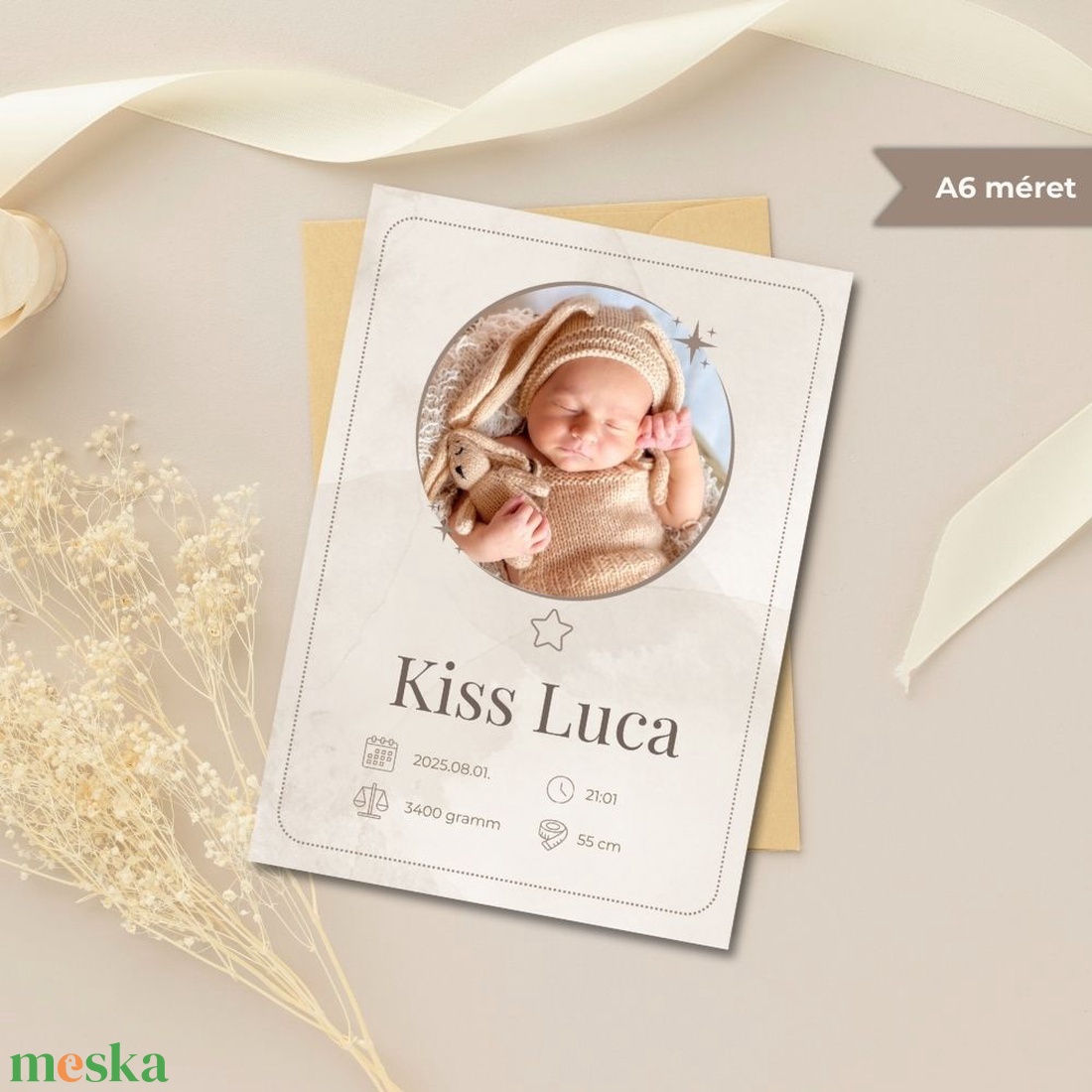 Digitális bababejelentő kártya - Quiet Gold - Amae Visuals - művészet - grafika & illusztráció - digitális - Meska.hu