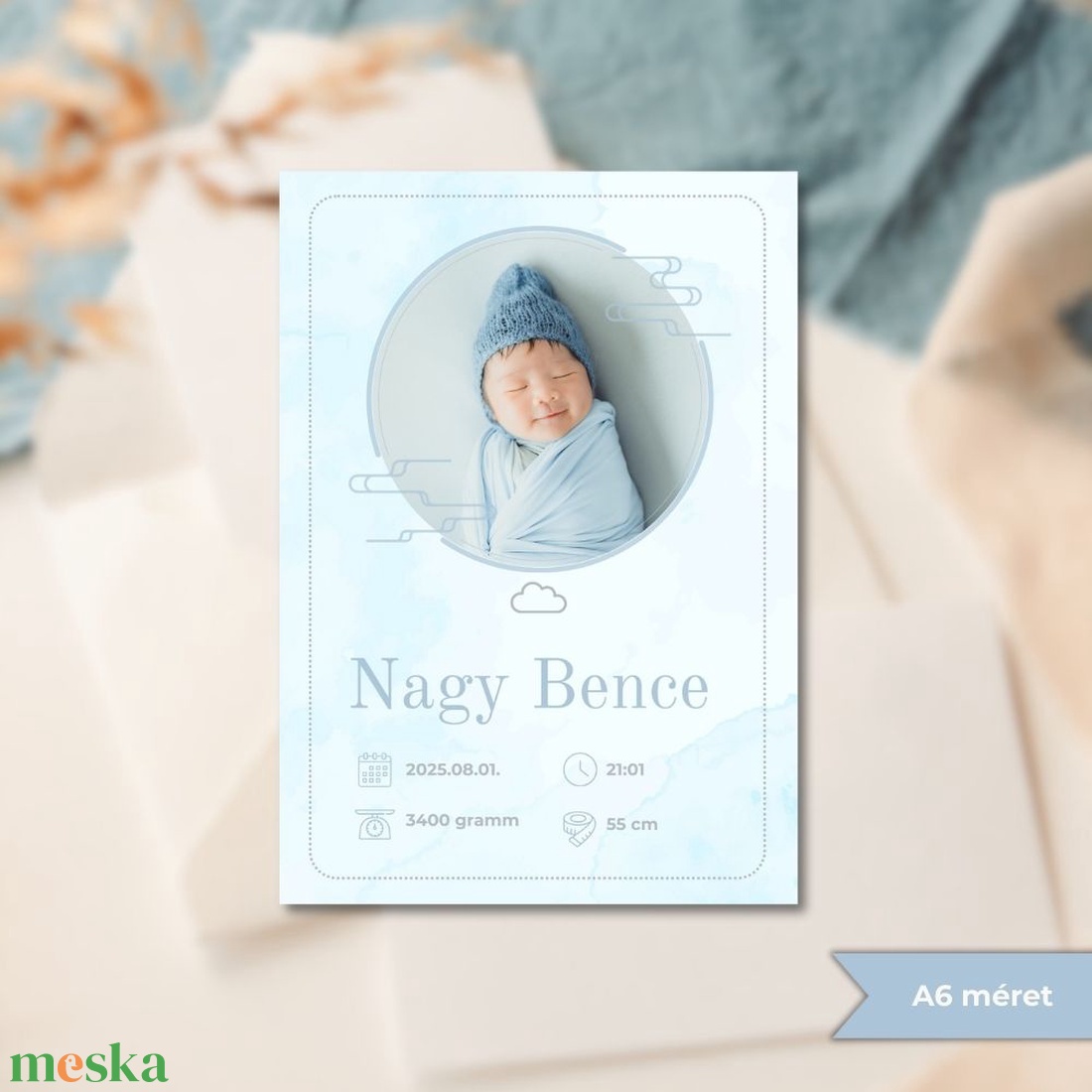 Digitális bababejelentő kártya - Calm Horizon - Amae Visuals - művészet - grafika & illusztráció - digitális - Meska.hu