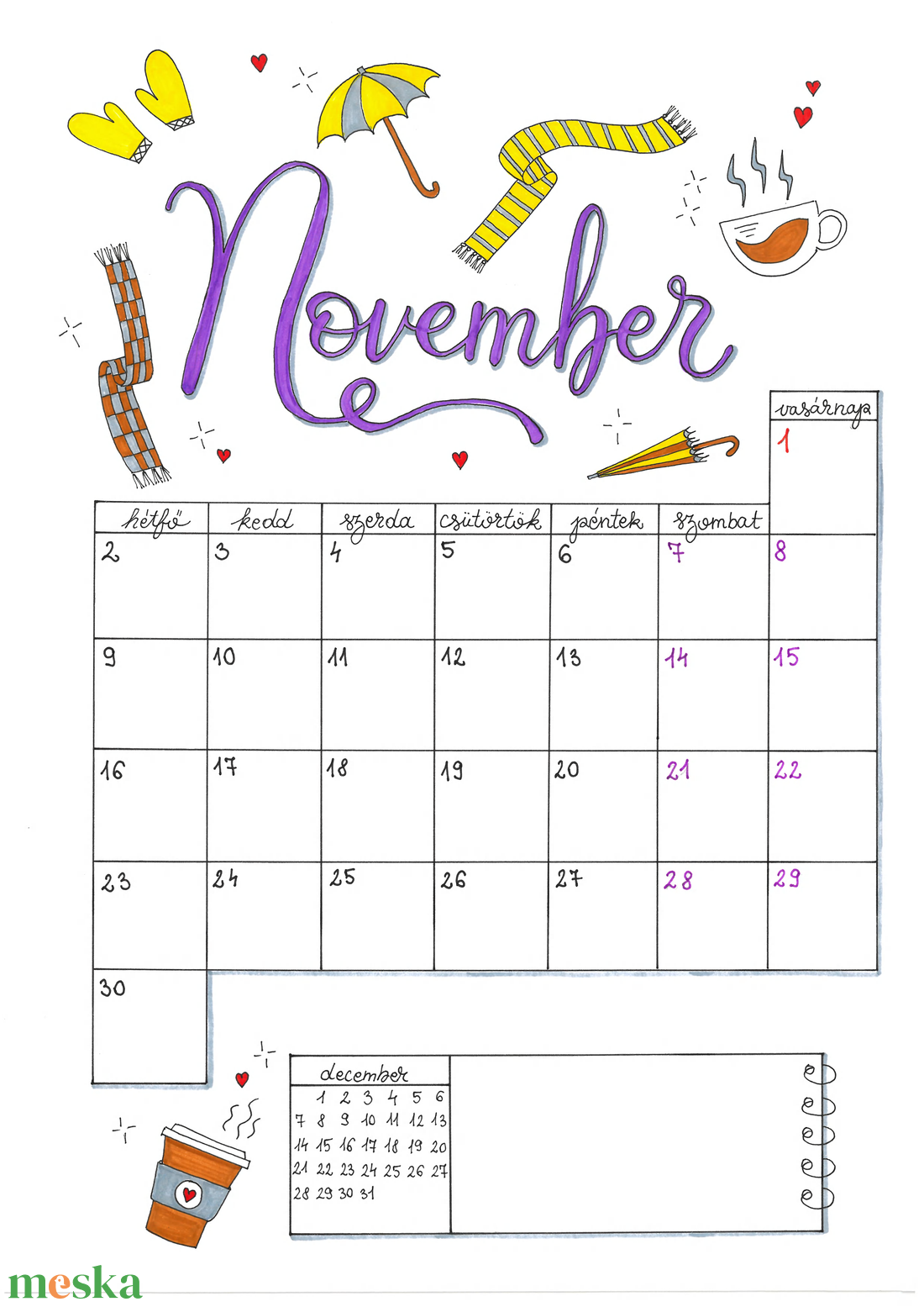 2026 nyomtatható naptár pdf - otthon & életmód - papír, írószer - naptár & tervező - Meska.hu 2026 nyomtatható naptár pdf - otthon & életmód - papír, írószer - naptár & tervező - Meska.hu