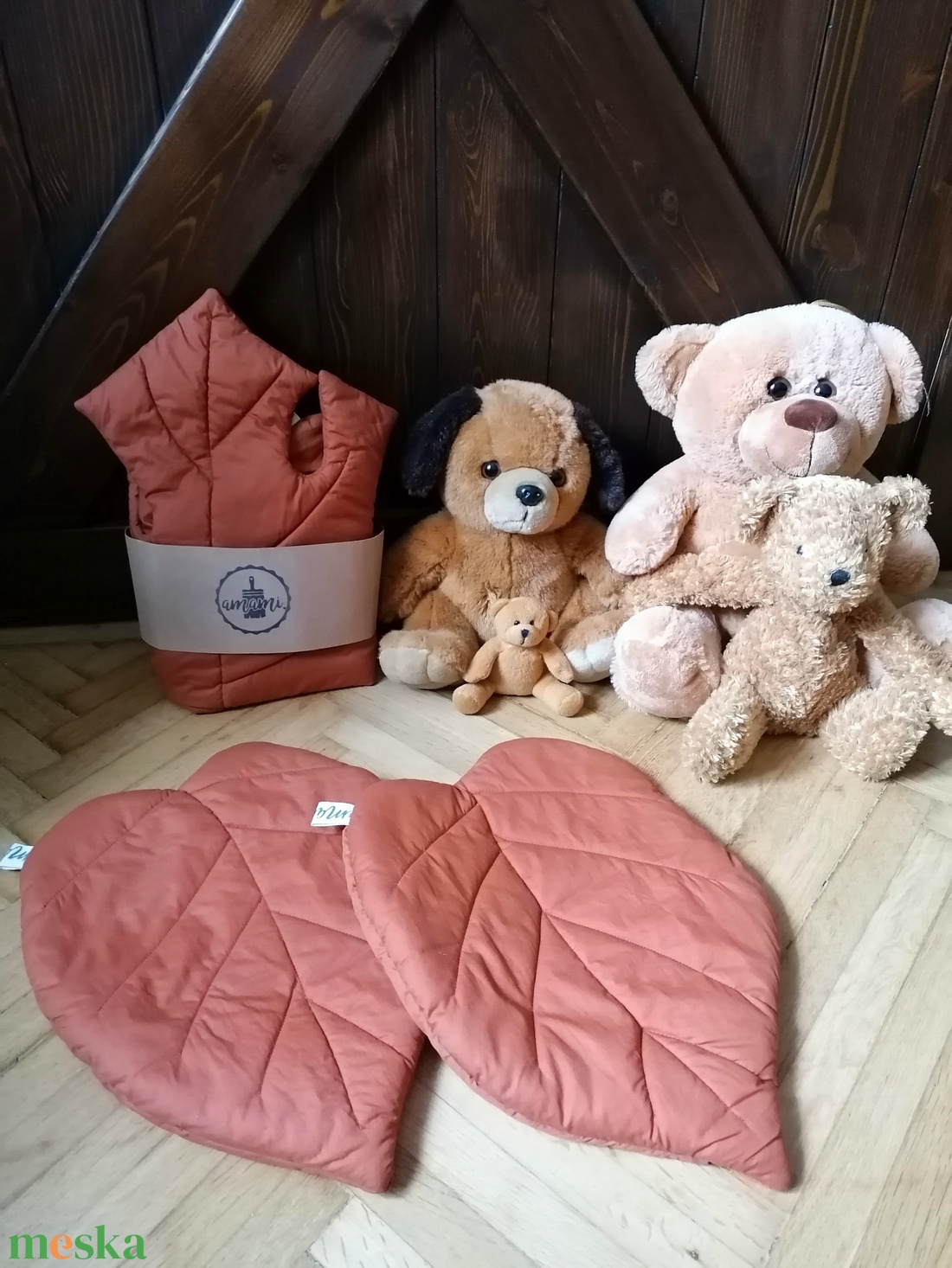Levélszőnyeg filodendron terrakotta 3 részes - játék & sport - 3 éves kor alattiaknak - játszószőnyeg - Meska.hu
