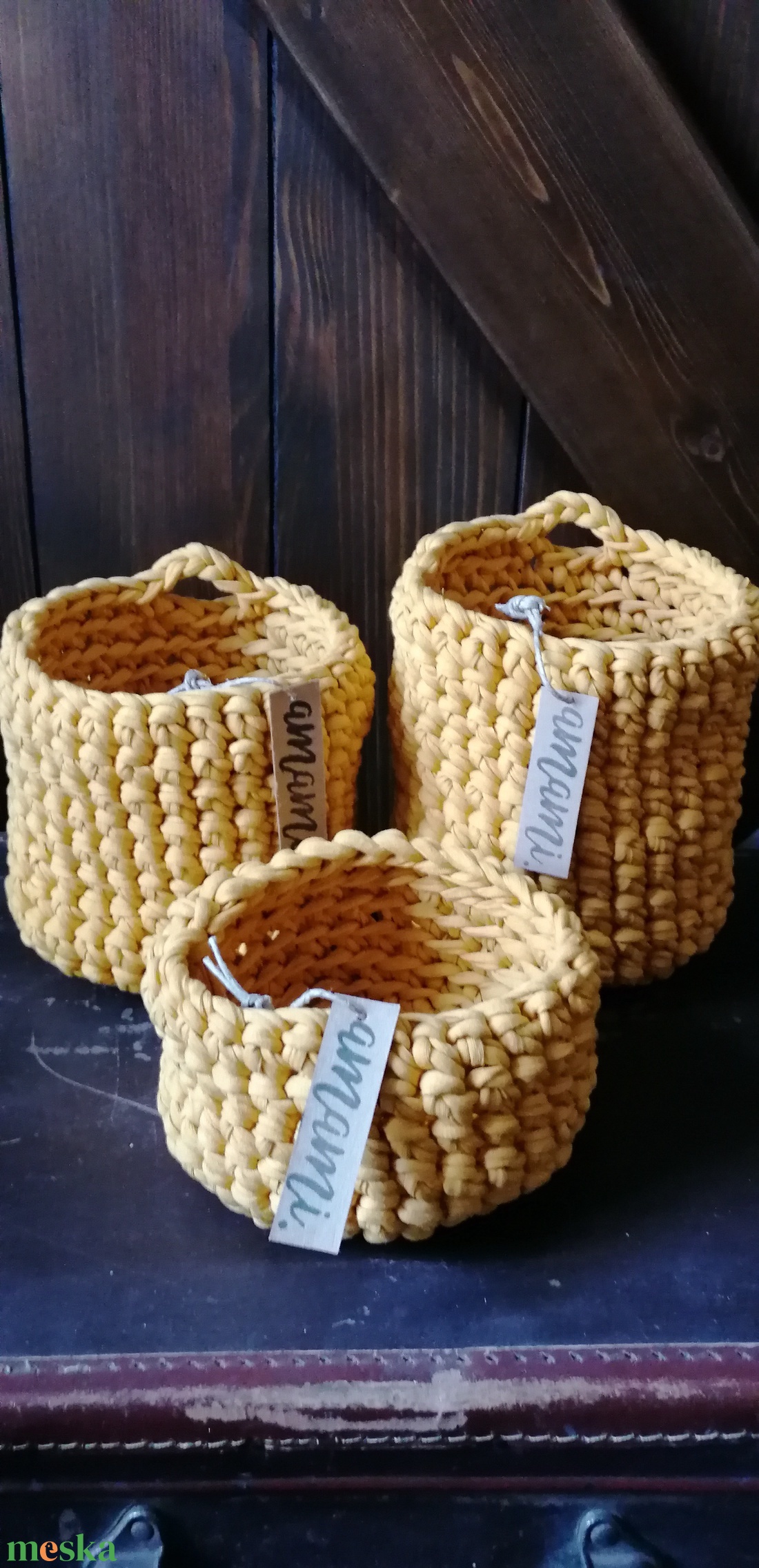 Horgolt tárolók pólófonálból 4 részes - otthon & életmód - tárolás & rendszerezés - fali tároló - Meska.hu Horgolt tárolók pólófonálból 4 részes - otthon & életmód - tárolás & rendszerezés - fali tároló - Meska.hu