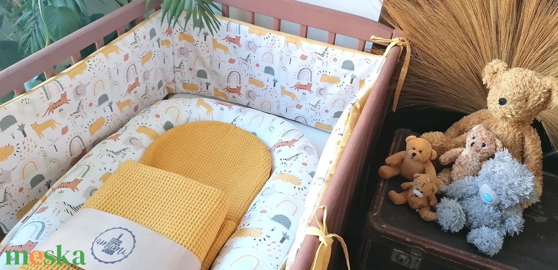 Babafészek szett, szafari mintás, 6 részes - otthon & életmód - babaszoba, gyerekszoba - babafészek - Meska.hu