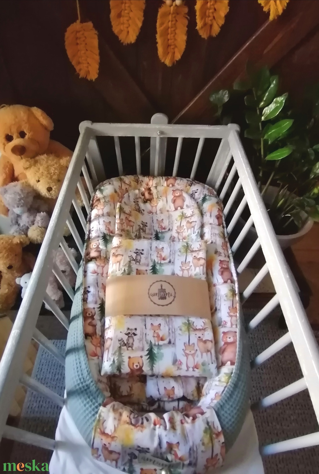 Erdei mintás 5 részes babafészek - otthon & életmód - babaszoba, gyerekszoba - babafészek - Meska.hu
