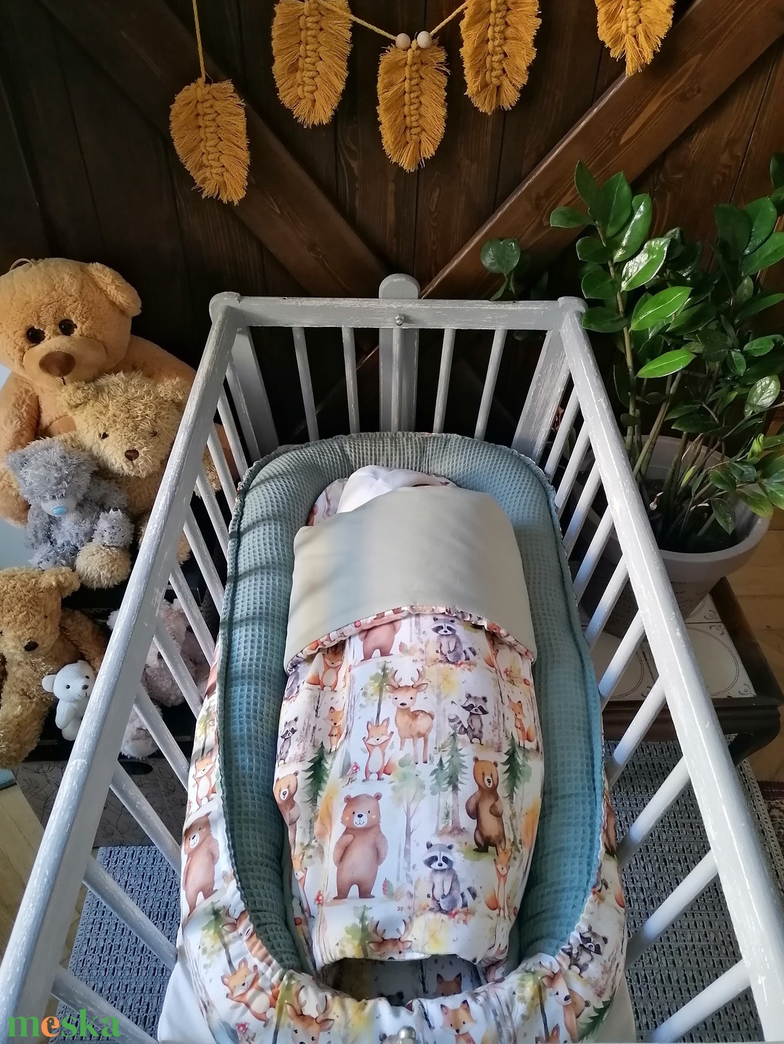 Erdei mintás 5 részes babafészek - otthon & életmód - babaszoba, gyerekszoba - babafészek - Meska.hu