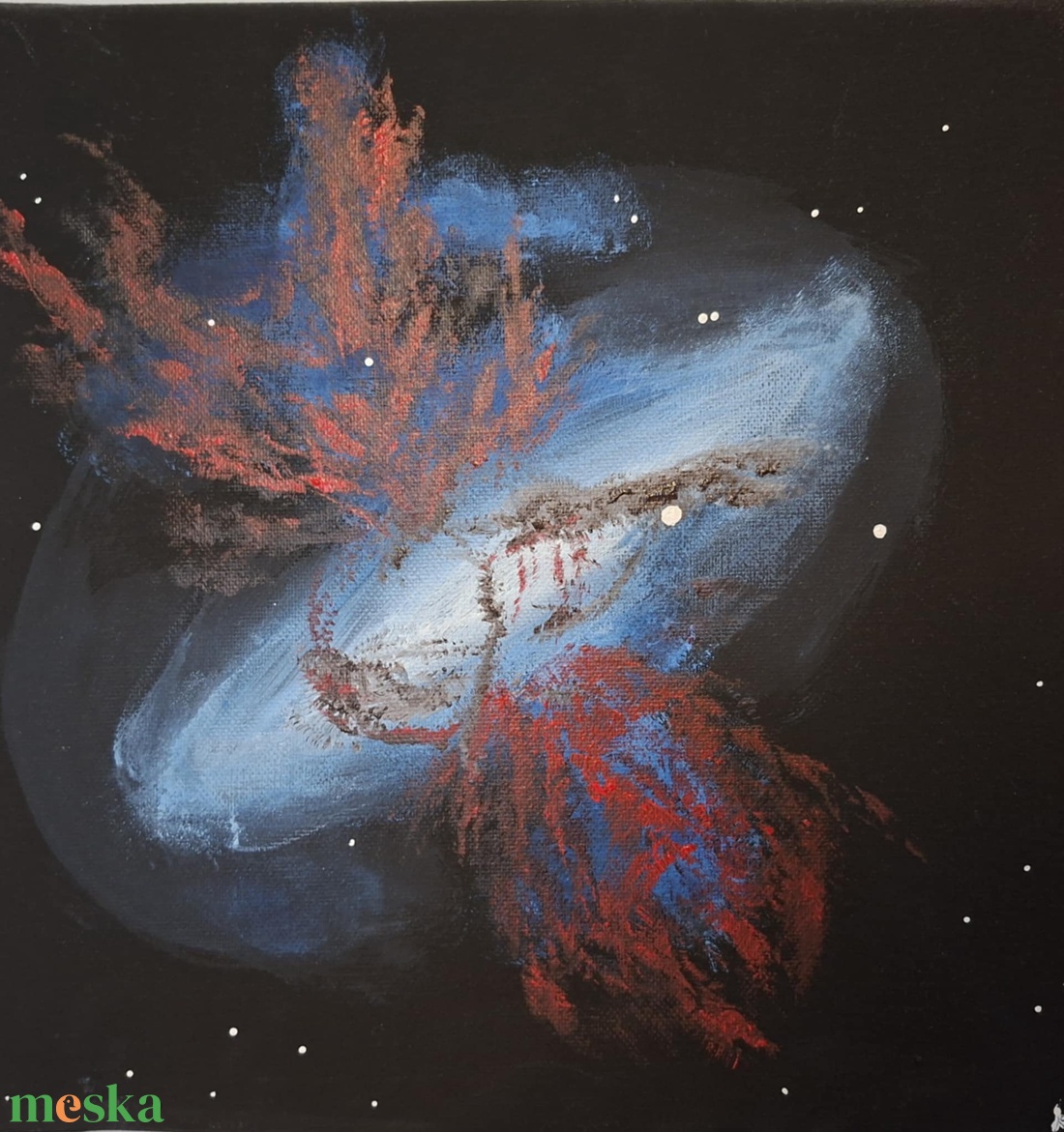 Eredeti csillagászati festmény: Messier 82 - Szivar-galaxis - művészet - festmény - akril - Meska.hu