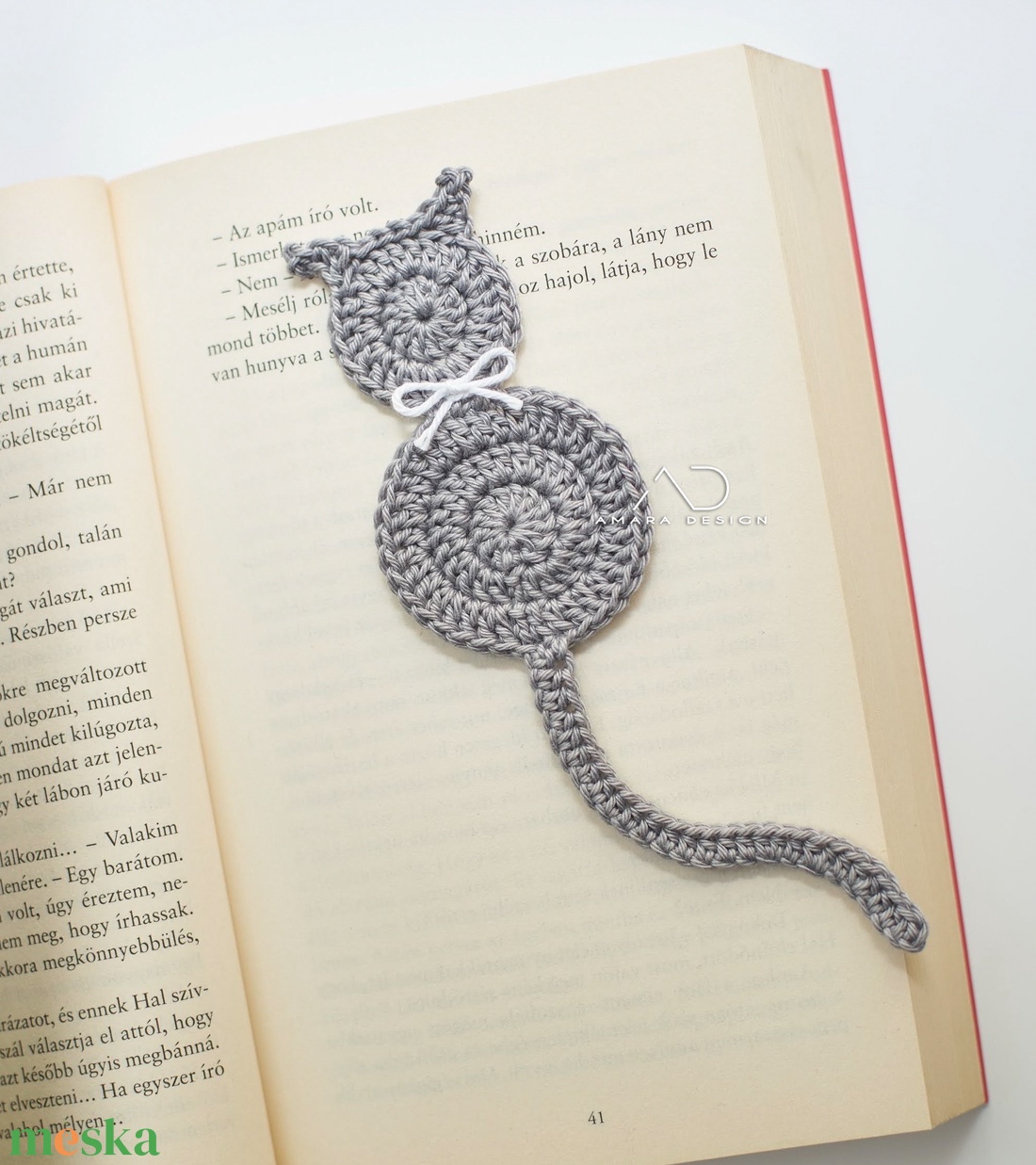 Horgolt cicás könyvjelző  - könyv & zene - könyvjelző - Meska.hu