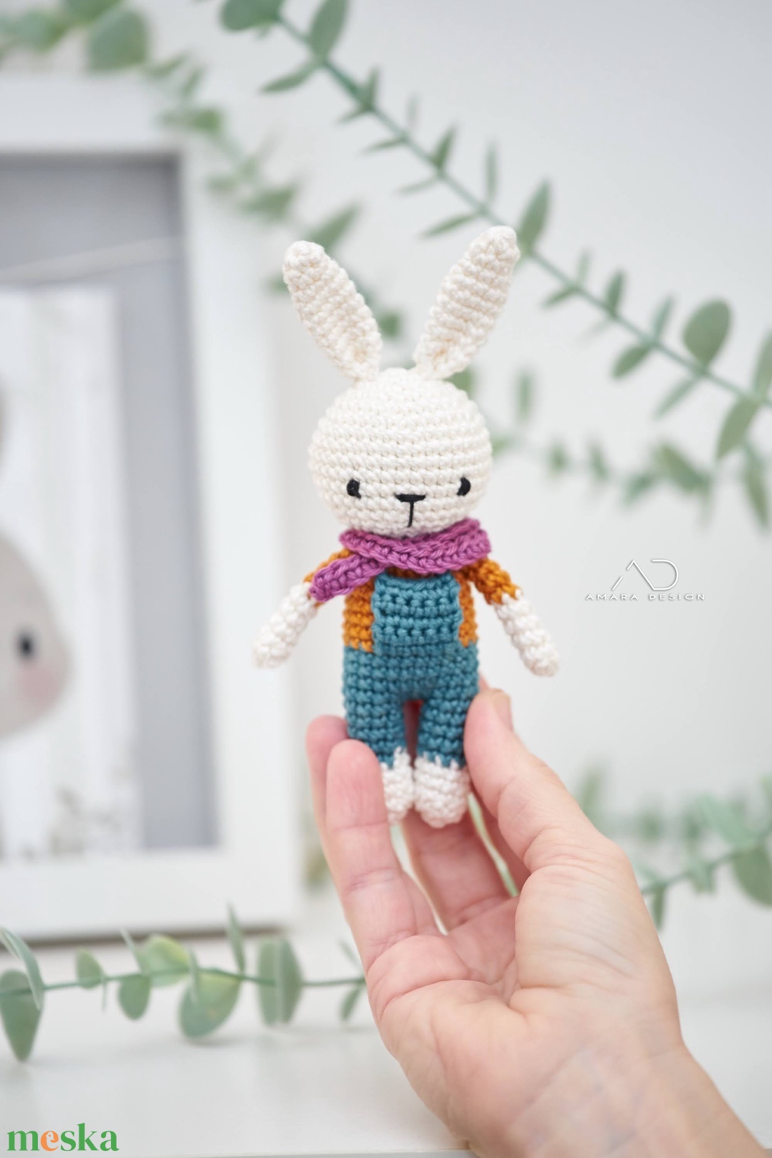 ZsebAmara - horgolt MINI nyuszifiú, marokállatka akciós termékkép 1