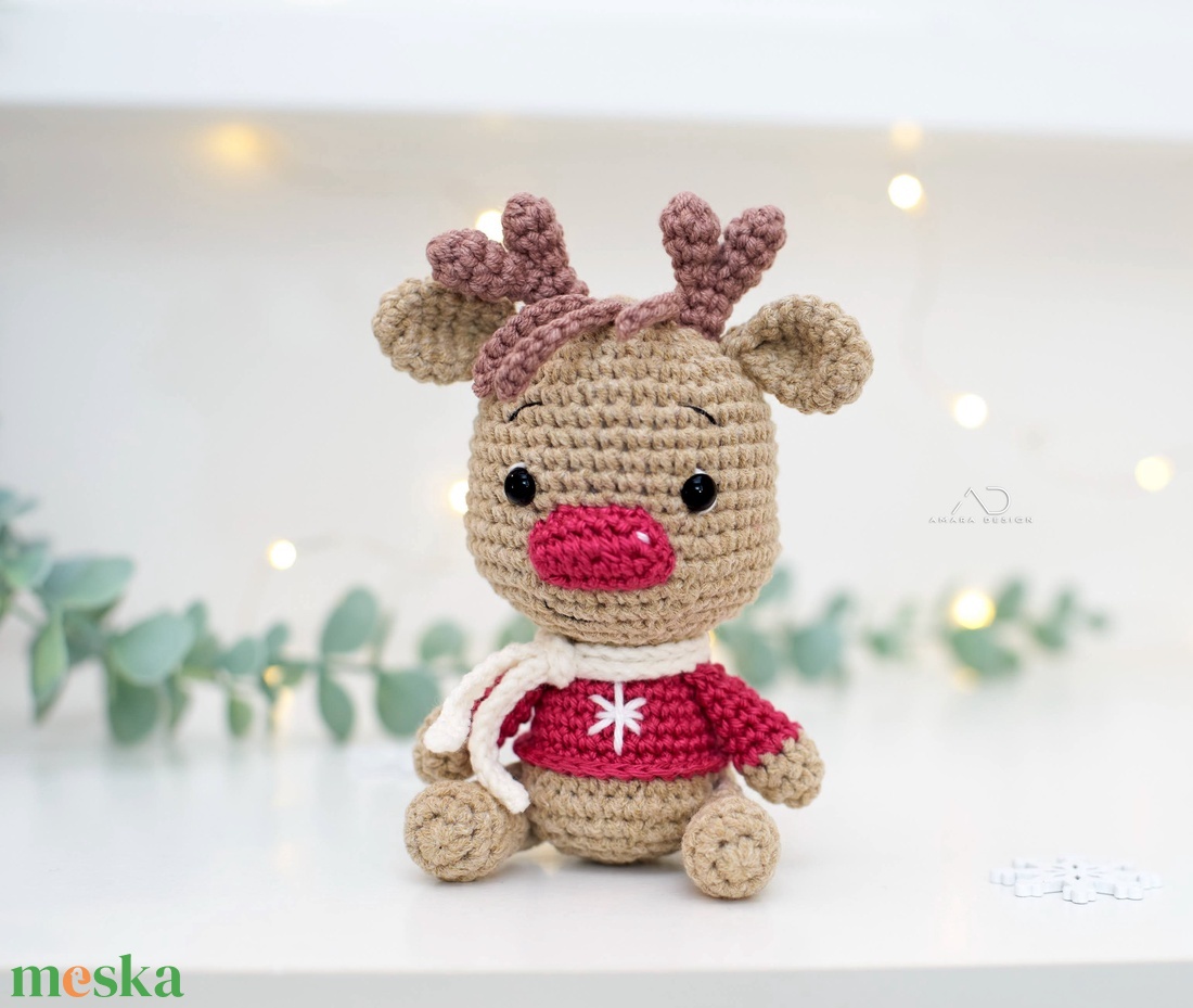 ZsebAmara - horgolt kis ülő rénszarvas, marokállatka - játék & sport - plüssállat & játékfigura - más figura - Meska.hu