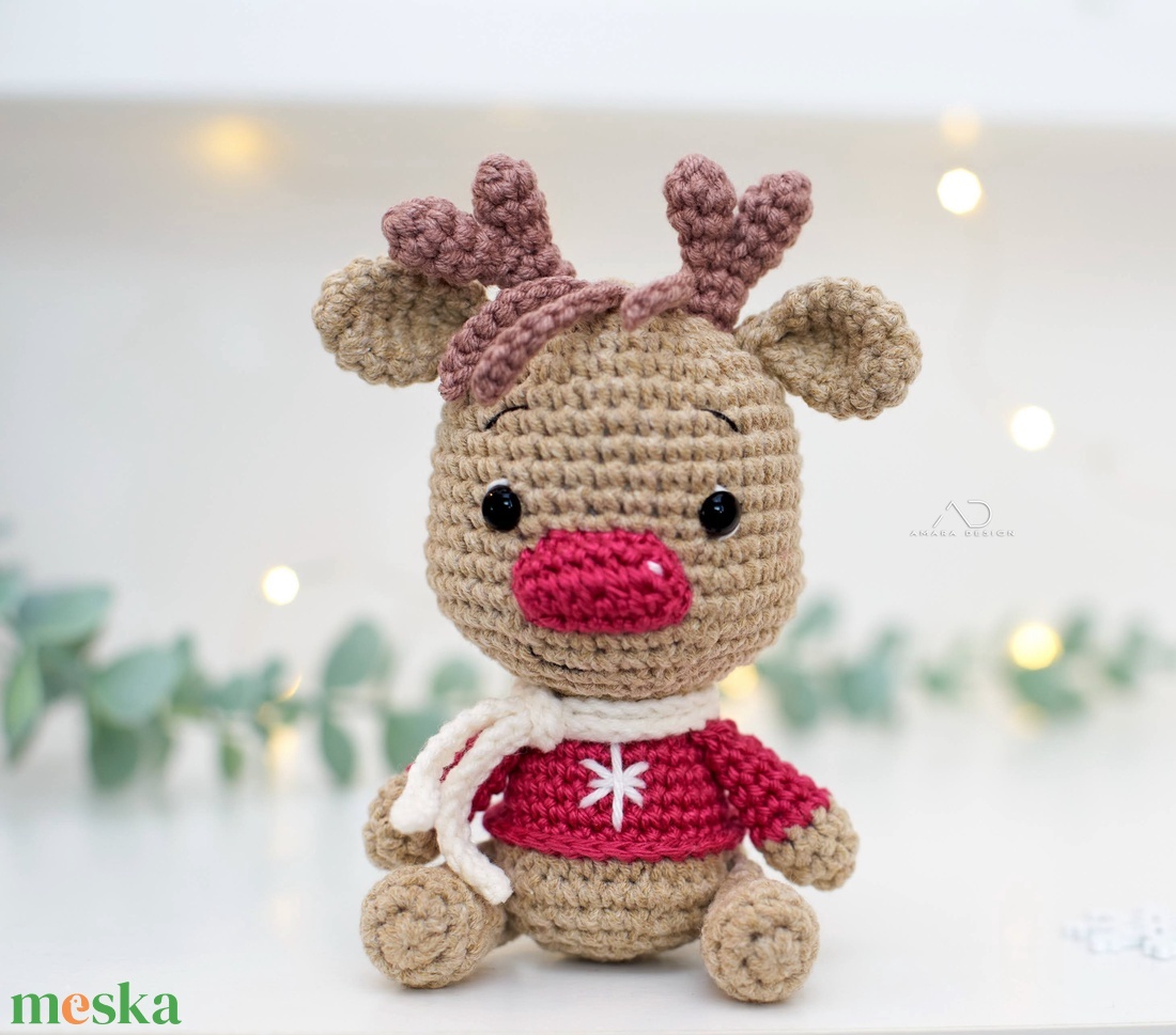 ZsebAmara - horgolt kis ülő rénszarvas, marokállatka - játék & sport - plüssállat & játékfigura - más figura - Meska.hu