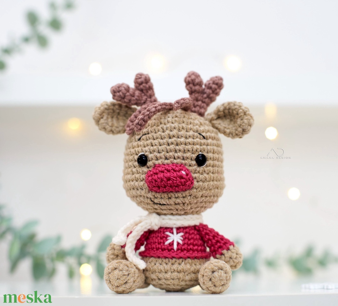 ZsebAmara - horgolt kis ülő rénszarvas, marokállatka - játék & sport - plüssállat & játékfigura - más figura - Meska.hu