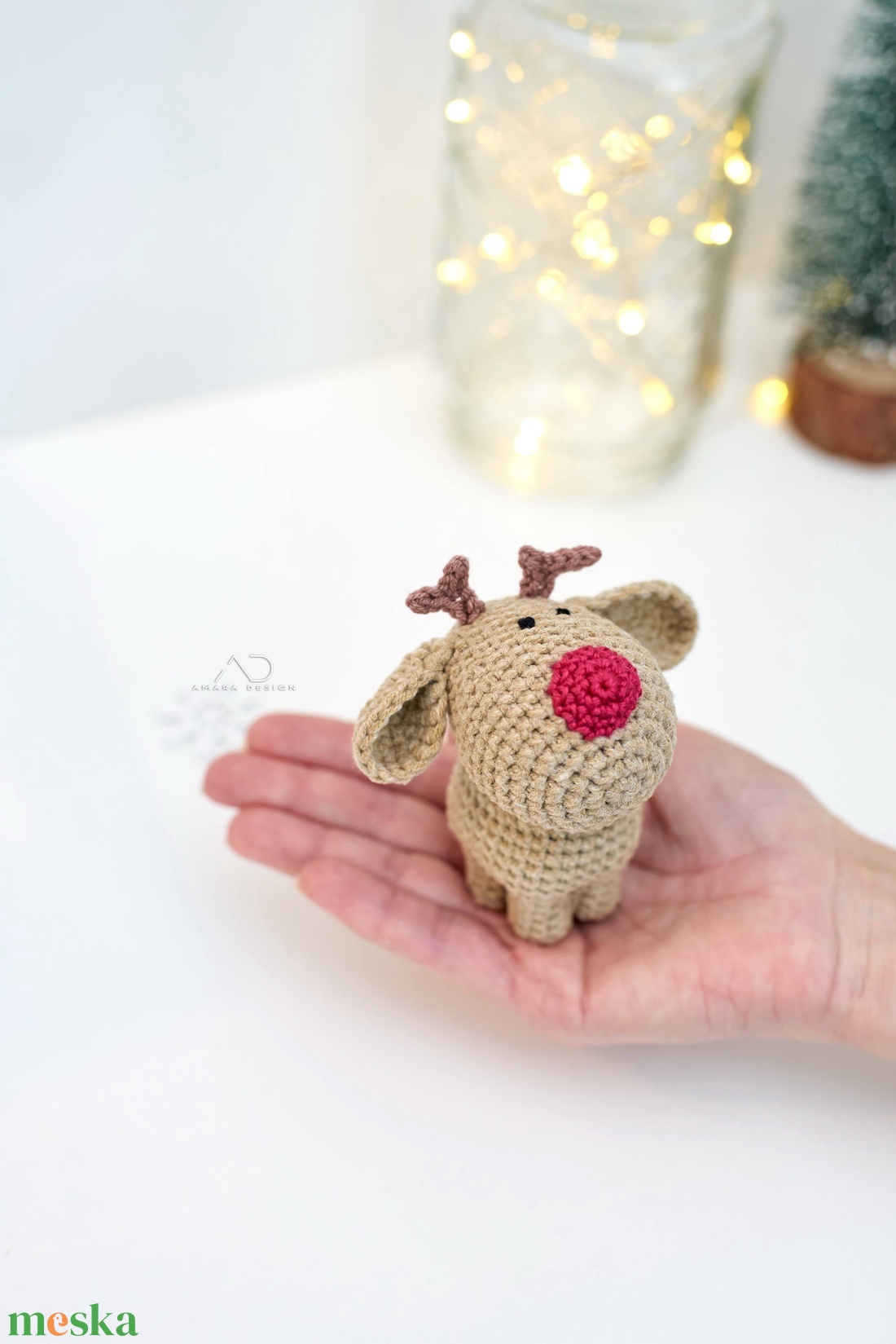 ZsebAmara - horgolt MINI Rudolf, rénszarvas, marokállatka - játék & sport - plüssállat & játékfigura - más figura - Meska.hu