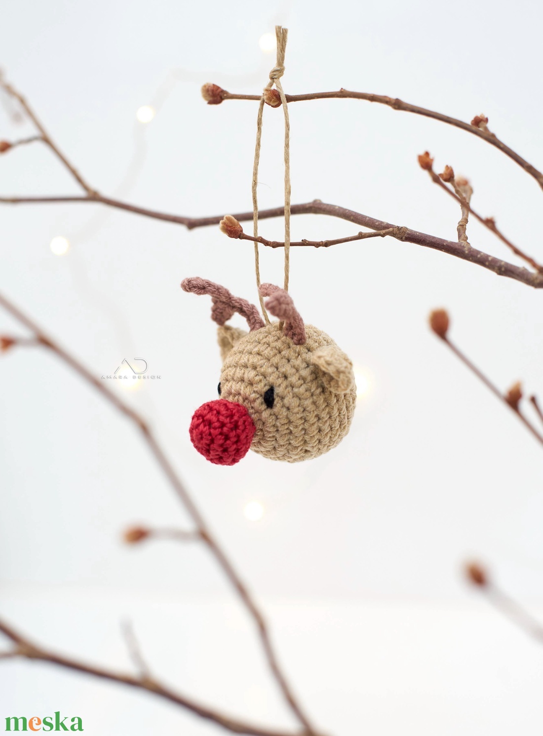 Horgolt rénszarvas karácsonyfadísz  1 db - karácsony - karácsonyi lakásdekoráció - karácsonyfadíszek - Meska.hu