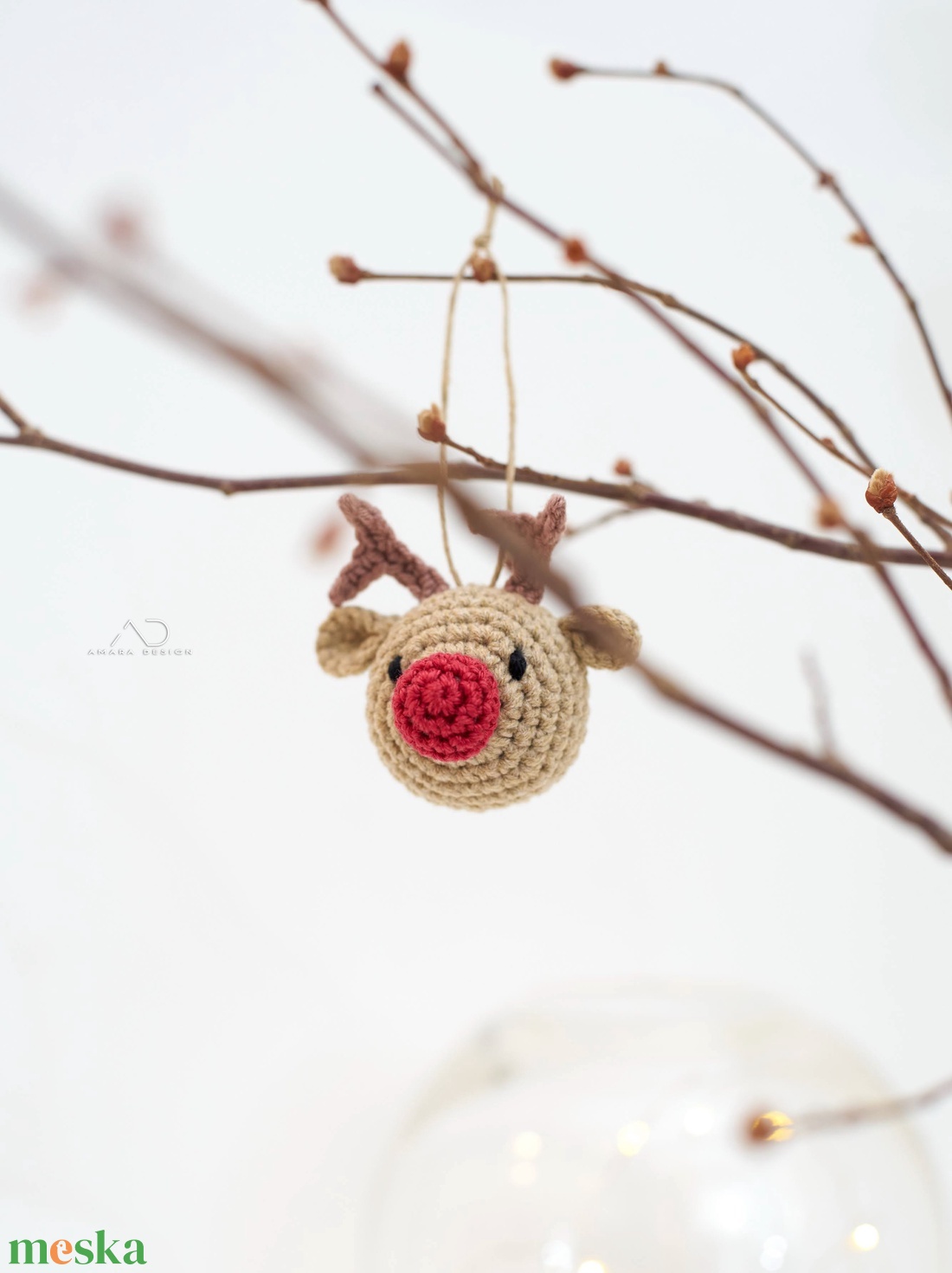 Horgolt rénszarvas karácsonyfadísz  1 db - karácsony - karácsonyi lakásdekoráció - karácsonyfadíszek - Meska.hu