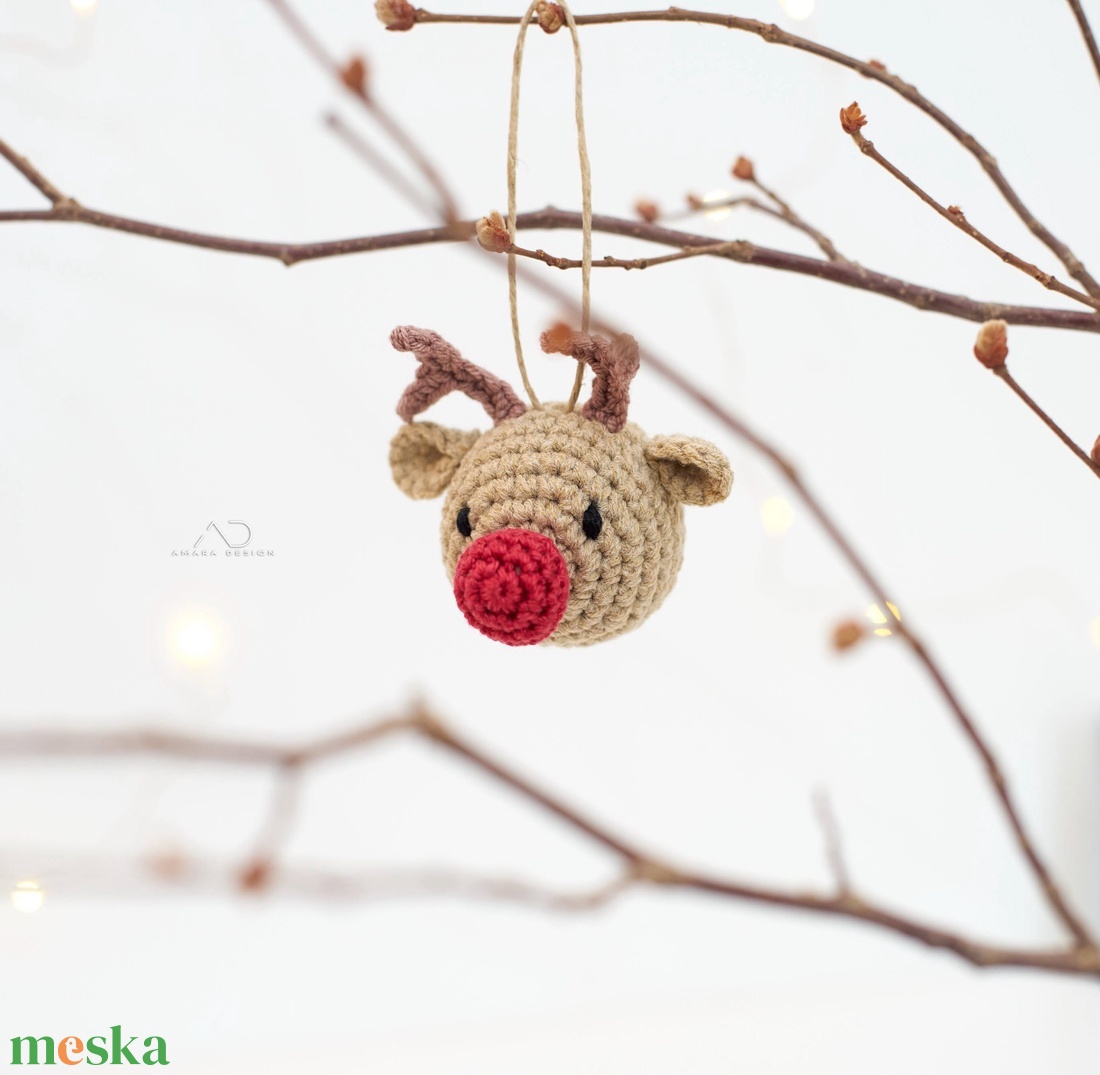 Horgolt rénszarvas karácsonyfadísz  1 db - karácsony - karácsonyi lakásdekoráció - karácsonyfadíszek - Meska.hu