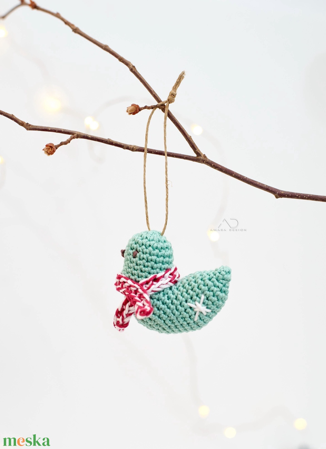 Horgolt karácsonyi madárka, karácsonyfadísz 1 db - karácsony - karácsonyi lakásdekoráció - karácsonyfadíszek - Meska.hu