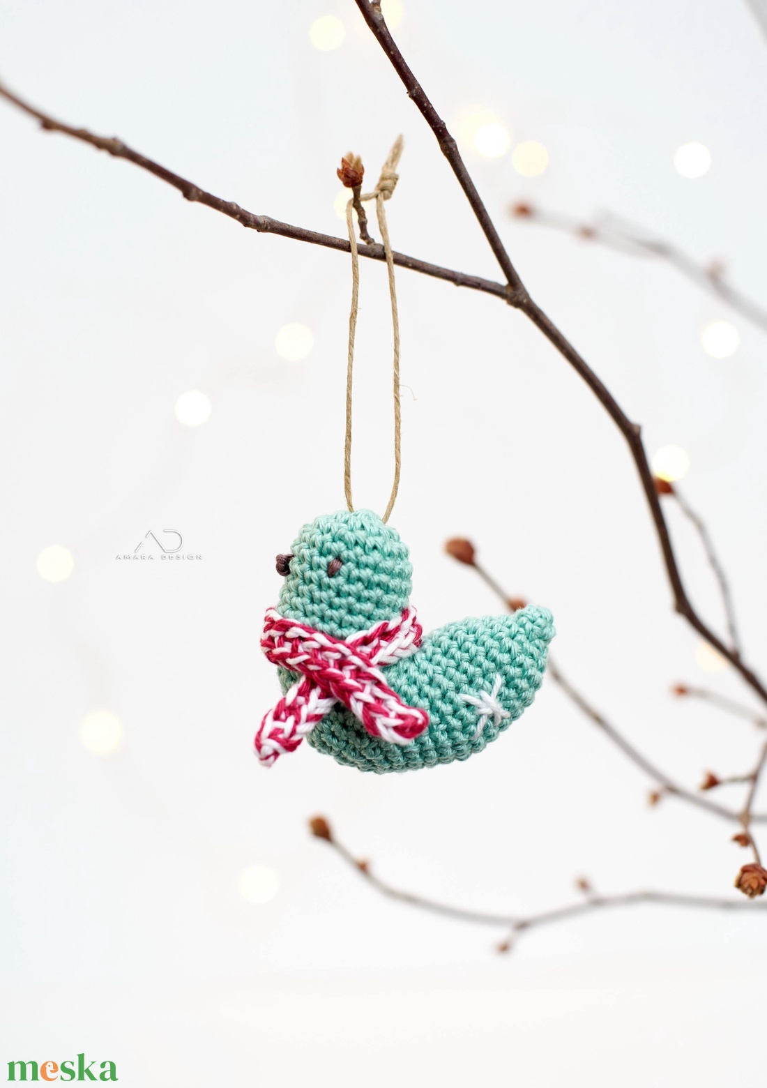 Horgolt karácsonyi madárka, karácsonyfadísz 1 db - karácsony - karácsonyi lakásdekoráció - karácsonyfadíszek - Meska.hu