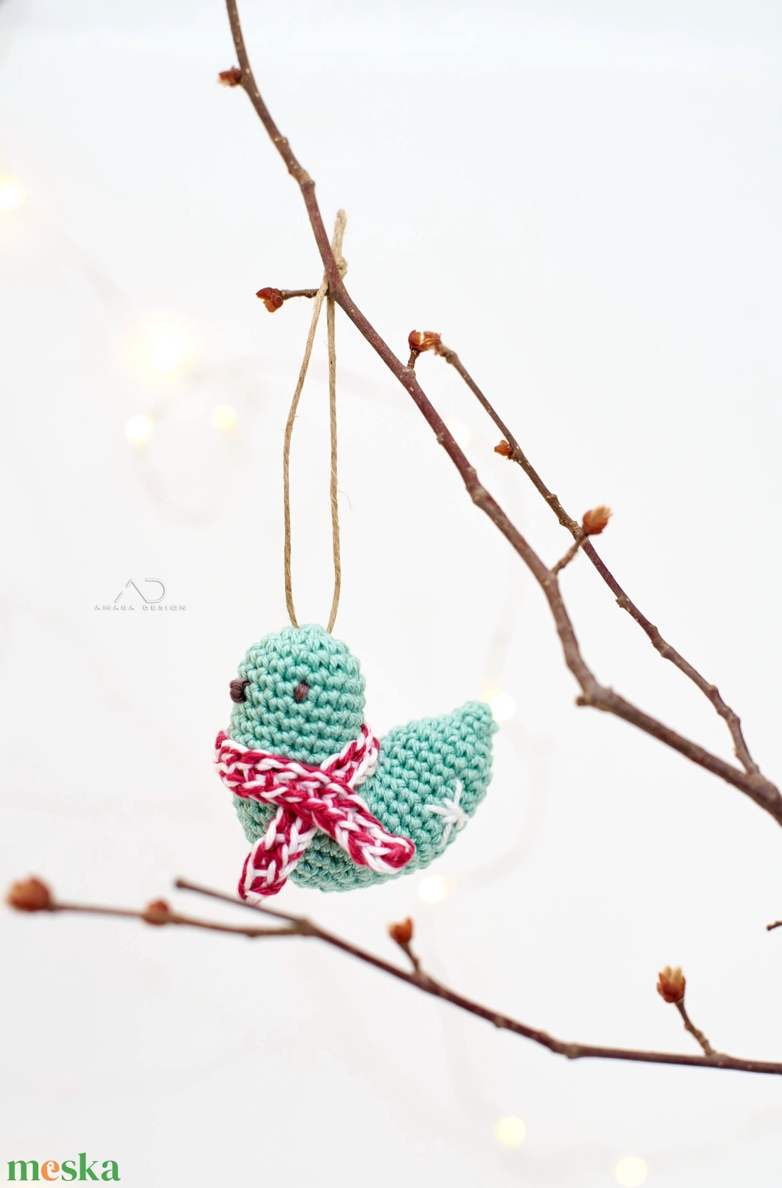 Horgolt karácsonyi madárka, karácsonyfadísz 1 db - karácsony - karácsonyi lakásdekoráció - karácsonyfadíszek - Meska.hu