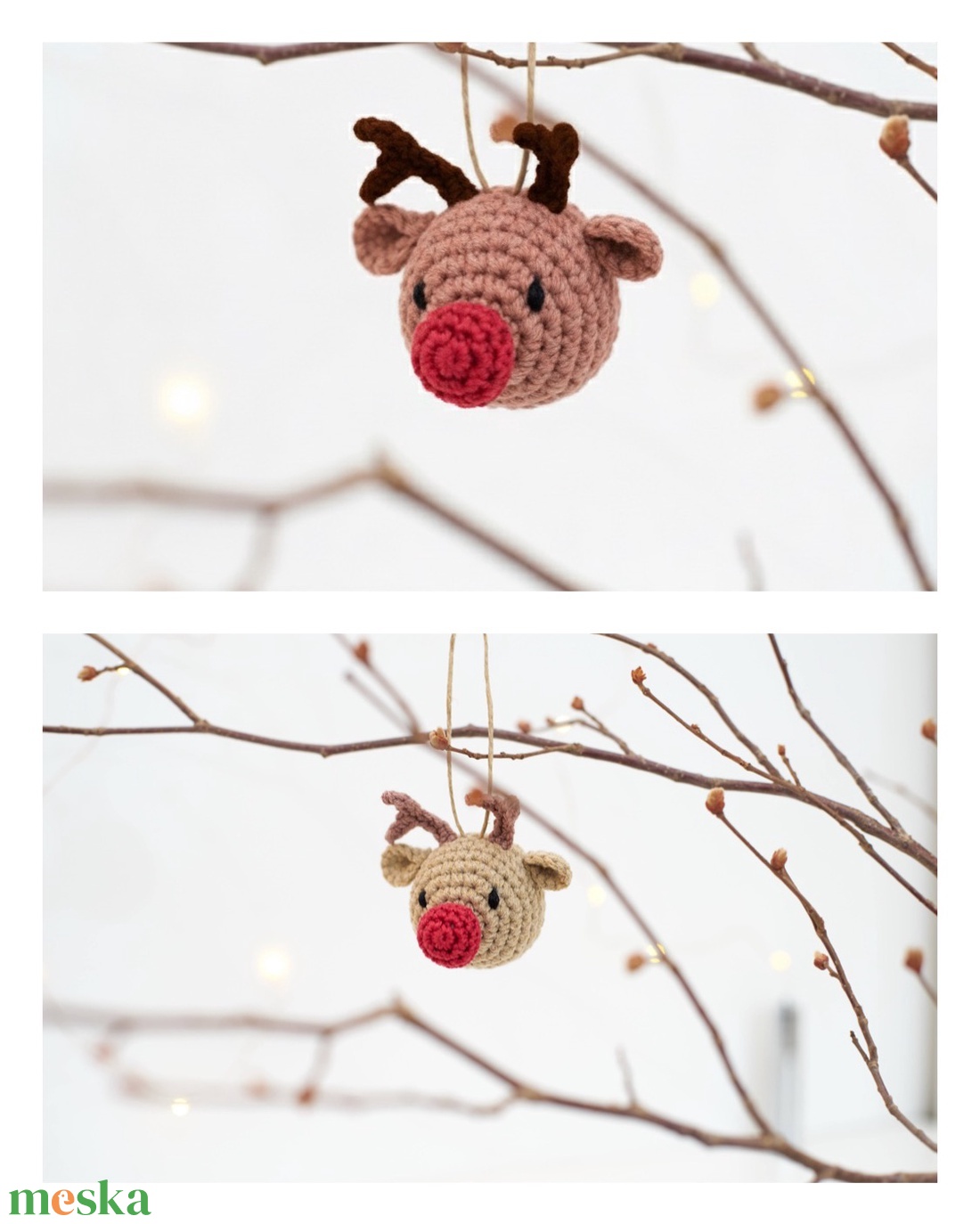 Horgolt rénszarvas karácsonyfadísz  1 db - karácsony - karácsonyi lakásdekoráció - karácsonyfadíszek - Meska.hu