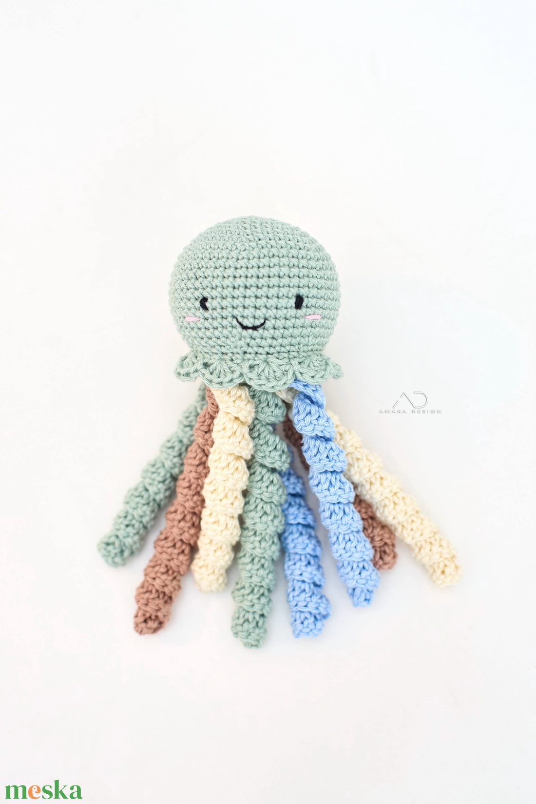 Horgolt KIS rezeda polip - játék & sport - babalátogató ajándékcsomag - Meska.hu