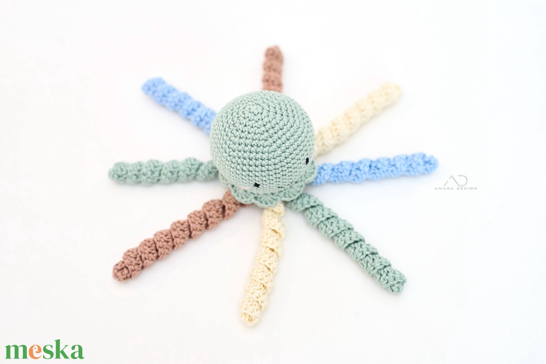 Horgolt KIS rezeda polip - játék & sport - babalátogató ajándékcsomag - Meska.hu