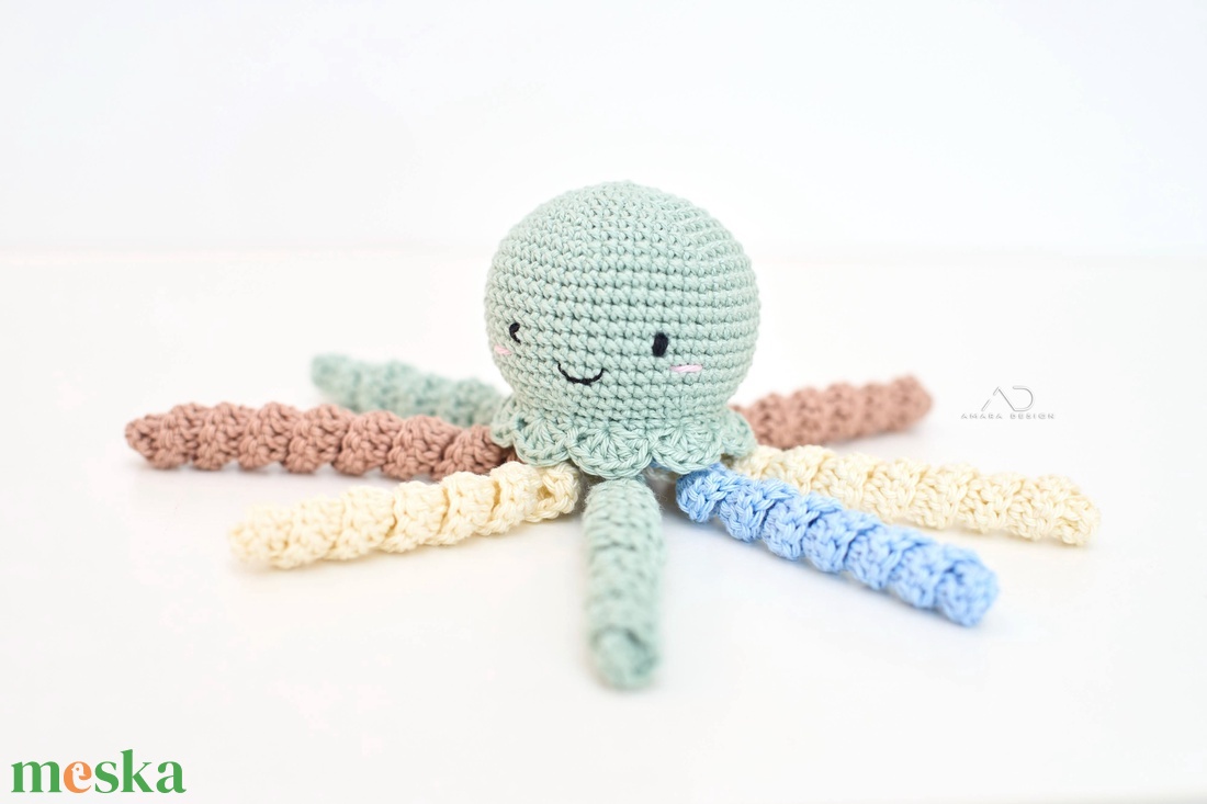 Horgolt KIS rezeda polip - játék & sport - babalátogató ajándékcsomag - Meska.hu