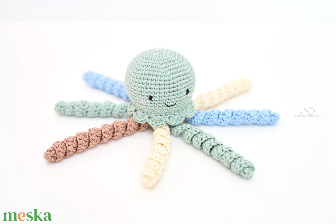 Horgolt KIS rezeda polip - játék & sport - babalátogató ajándékcsomag - Meska.hu