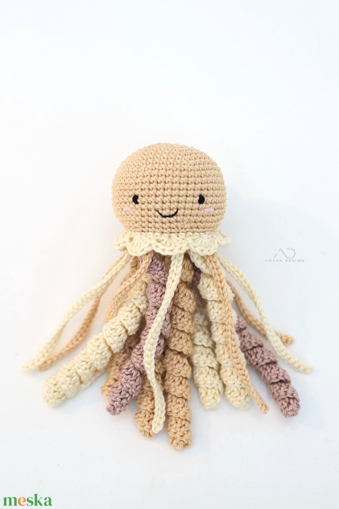 Horgolt KIS homok polip krém gallérral - baba - mama - babalátogató ajándékcsomag - Meska.hu