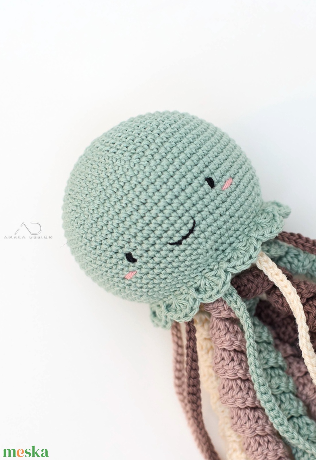 Horgolt NAGY rezeda polip  - baba - mama - babalátogató ajándékcsomag - Meska.hu