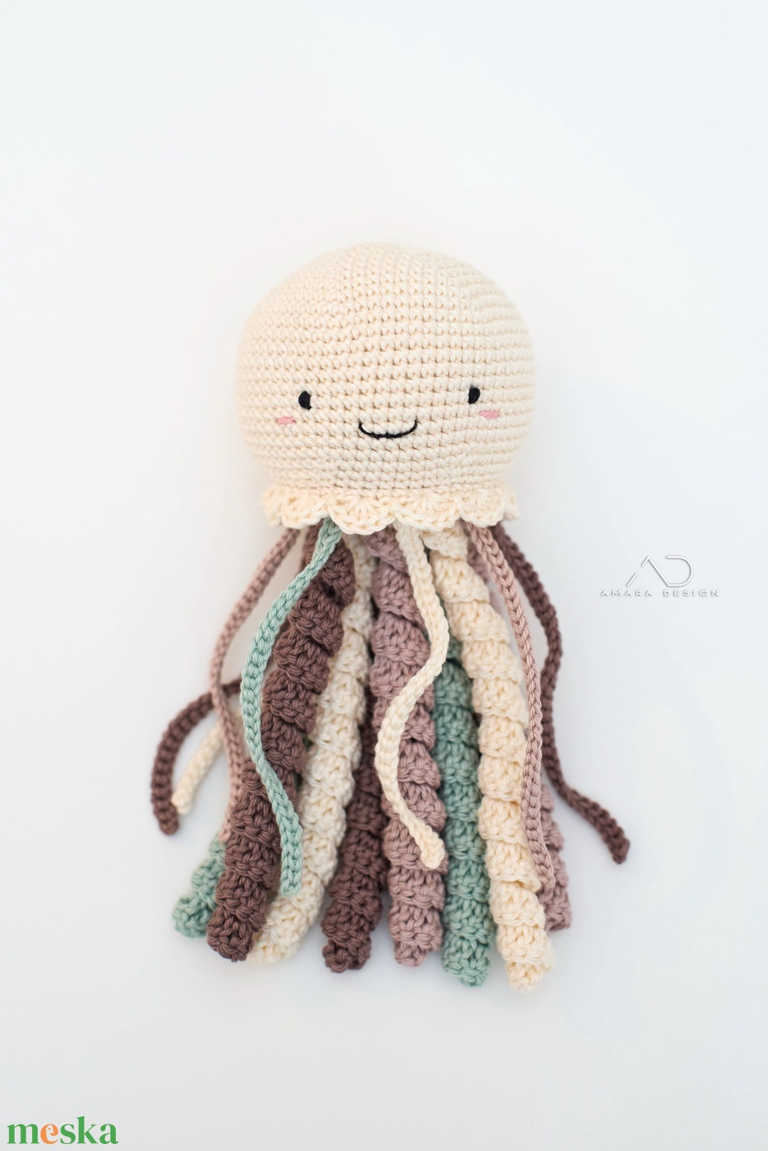 Horgolt NAGY krém polip  - baba - mama - babalátogató ajándékcsomag - Meska.hu