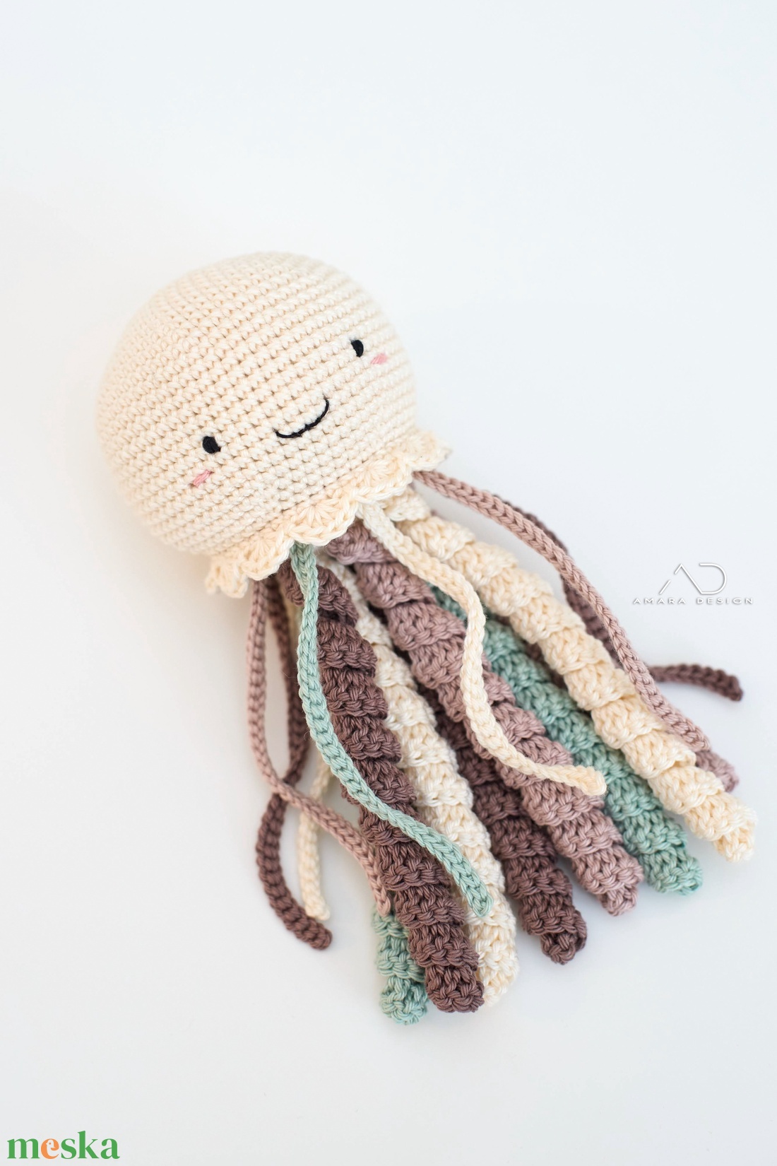 Horgolt NAGY krém polip  - baba - mama - babalátogató ajándékcsomag - Meska.hu