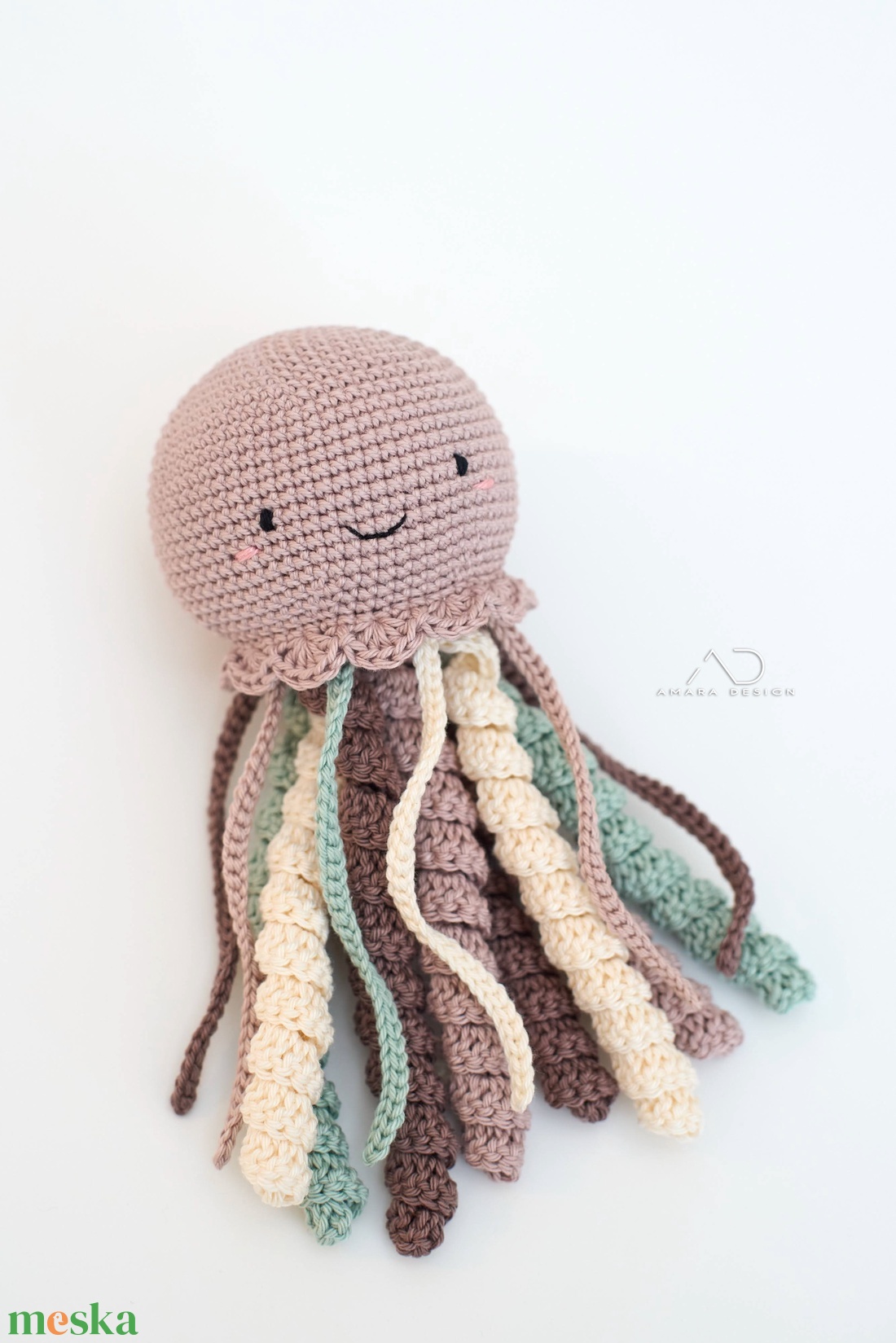 Horgolt NAGY bézs polip  - baba - mama - babalátogató ajándékcsomag - Meska.hu