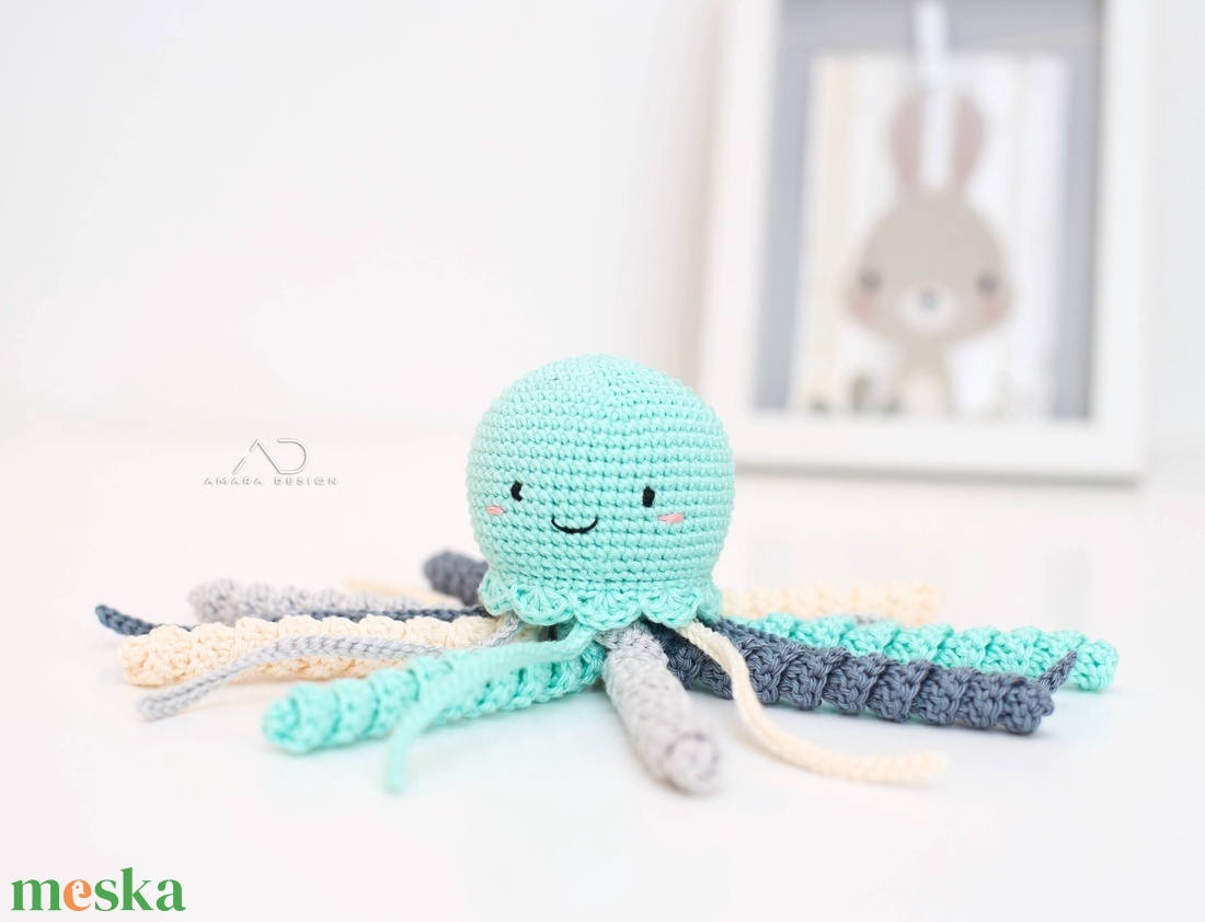 Horgolt KÖZEPES menta polip - baba - mama - babalátogató ajándékcsomag - Meska.hu