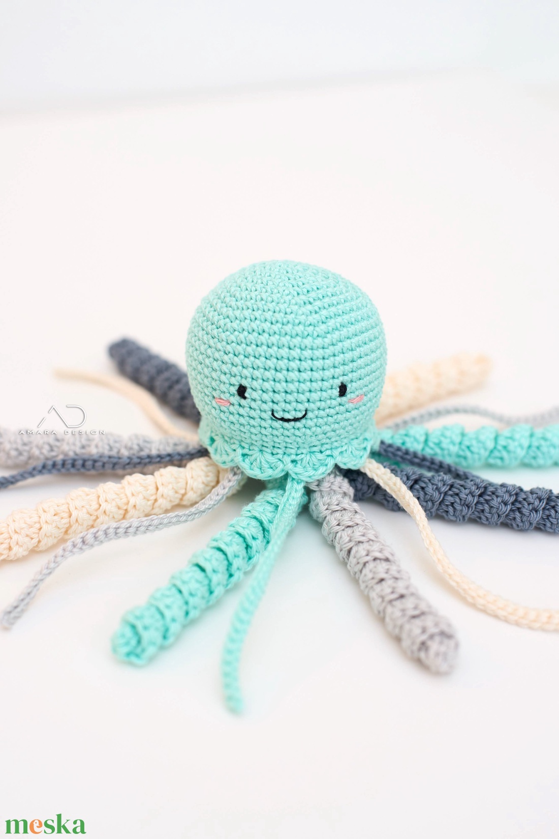 Horgolt KÖZEPES menta polip - baba - mama - babalátogató ajándékcsomag - Meska.hu