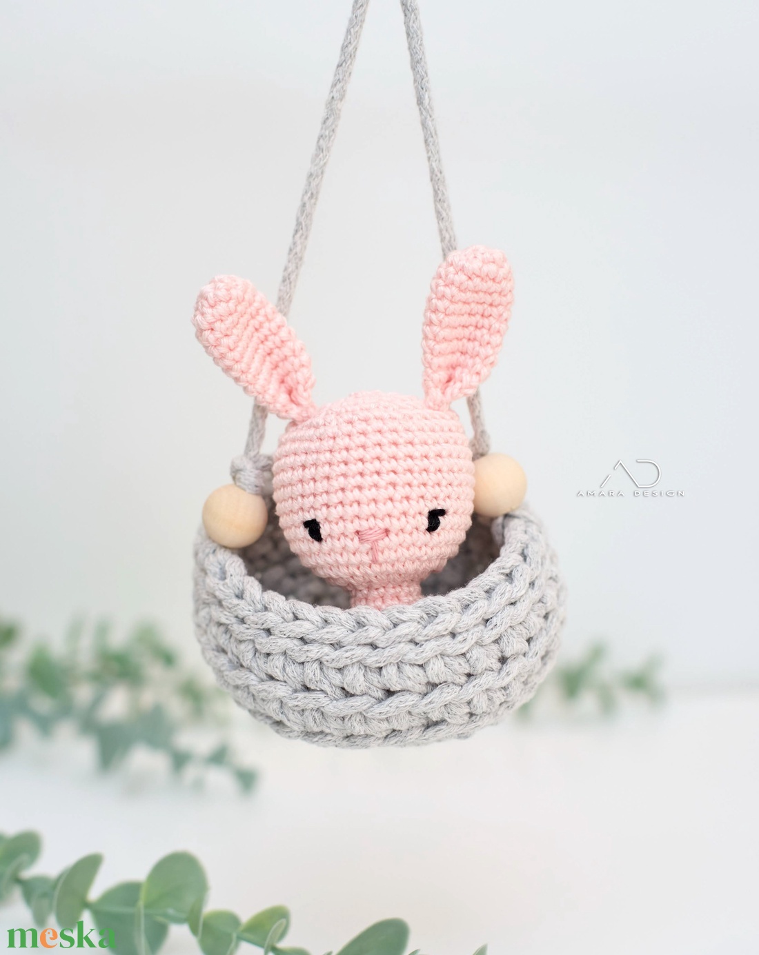 LIMITÁLT - ZsebAmara MINI nyuszi akasztható kosárkával, húsvéti csomag - játék & sport - plüssállat & játékfigura - nyuszi - Meska.hu