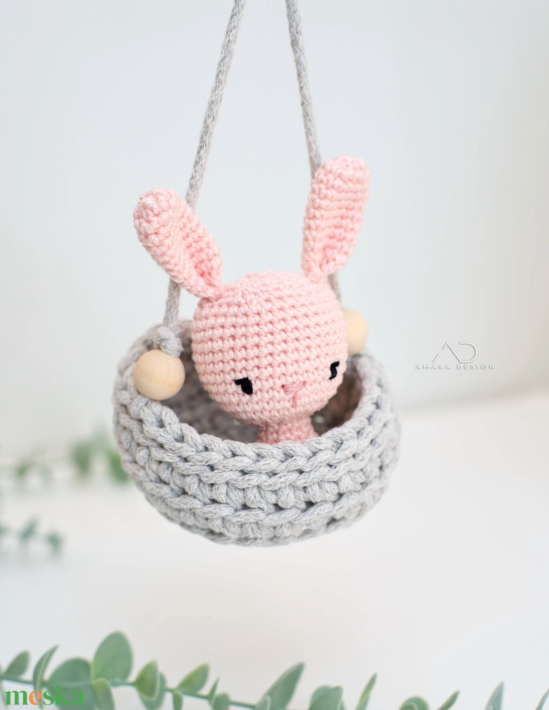 LIMITÁLT - ZsebAmara MINI nyuszi akasztható kosárkával, húsvéti csomag - játék & sport - plüssállat & játékfigura - nyuszi - Meska.hu